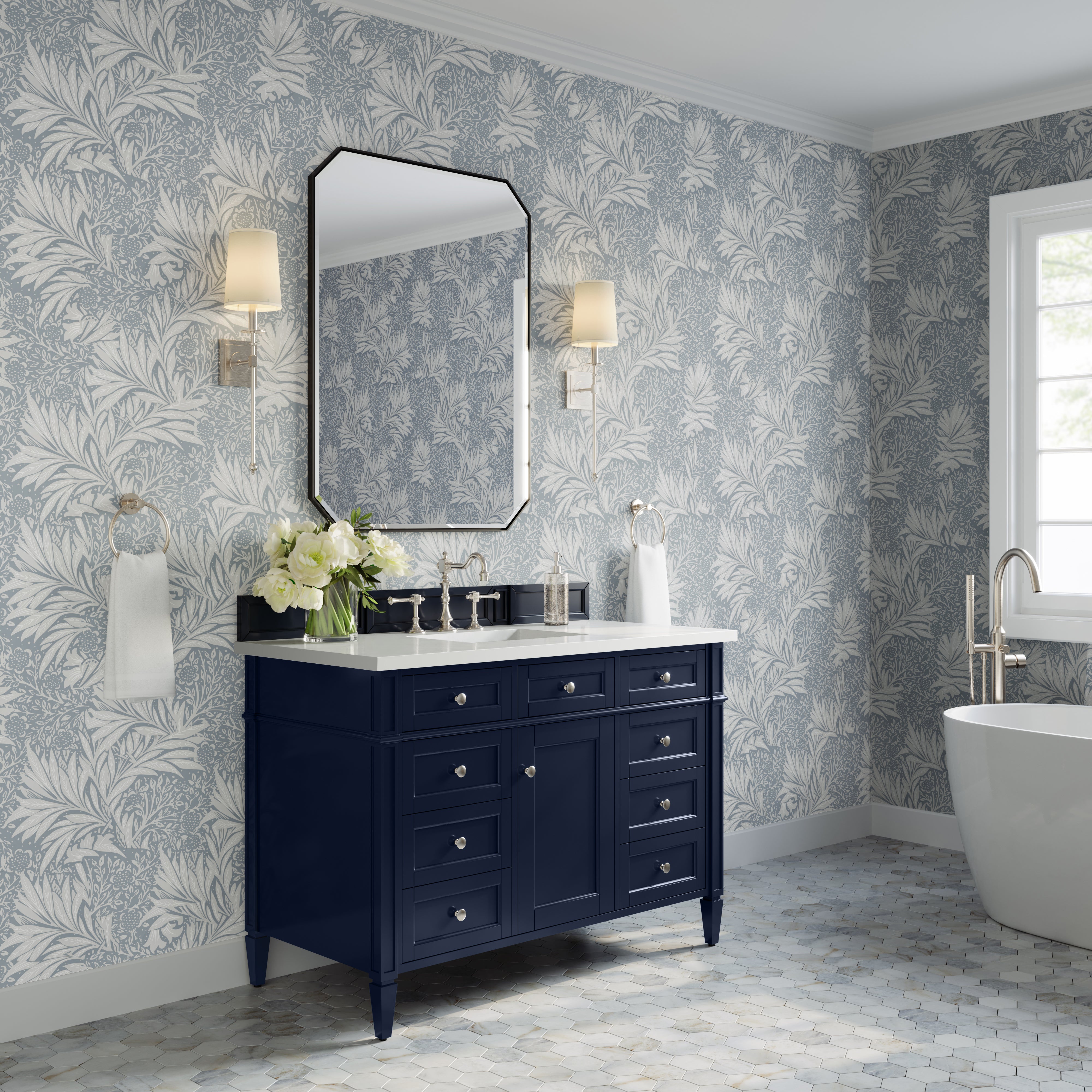 James Martin Brittany 48" Single Vanity in Victory Bleu with 3cm Countertop