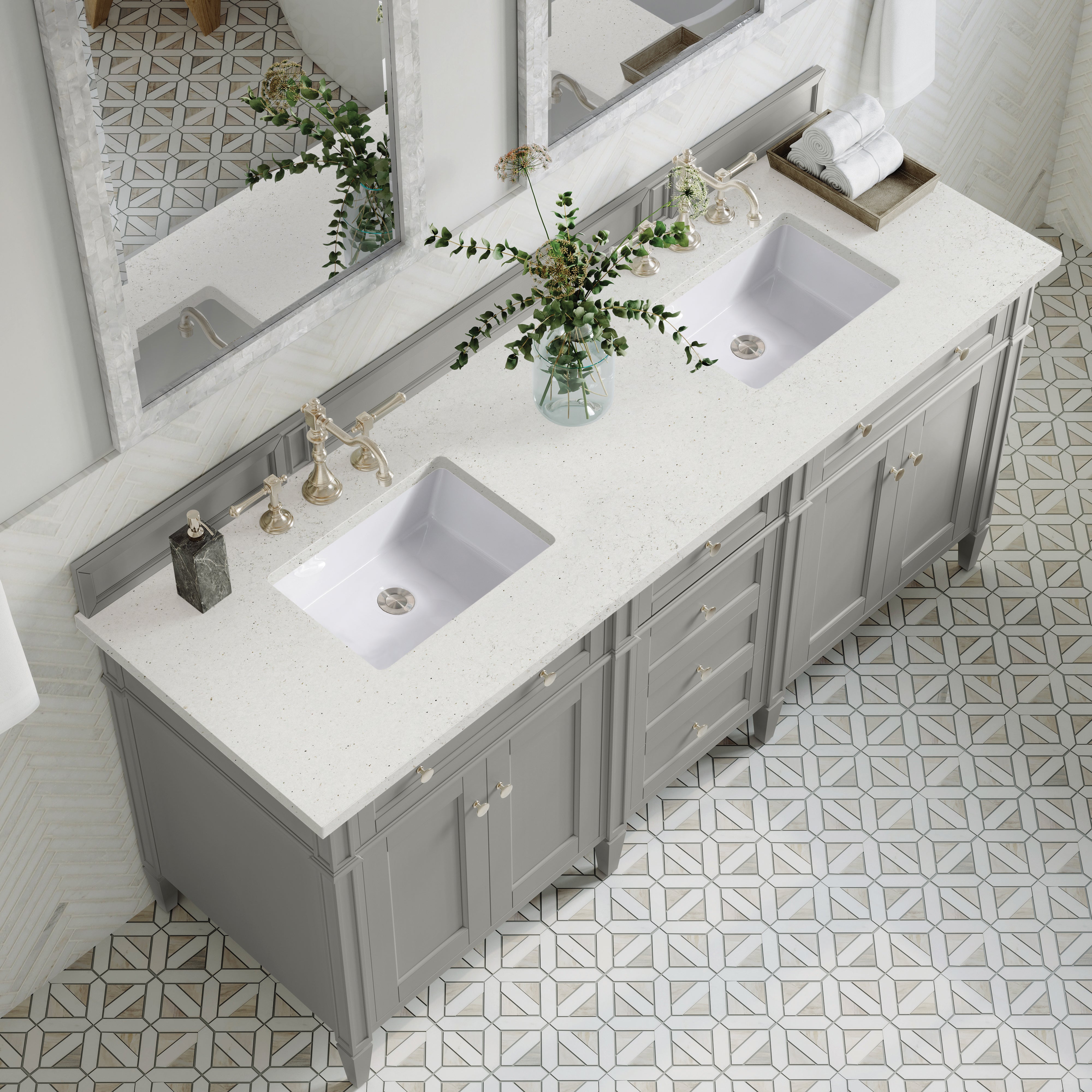 James Martin Brittany 72" Double Vanity in Urban Gray with 3cm Countertop