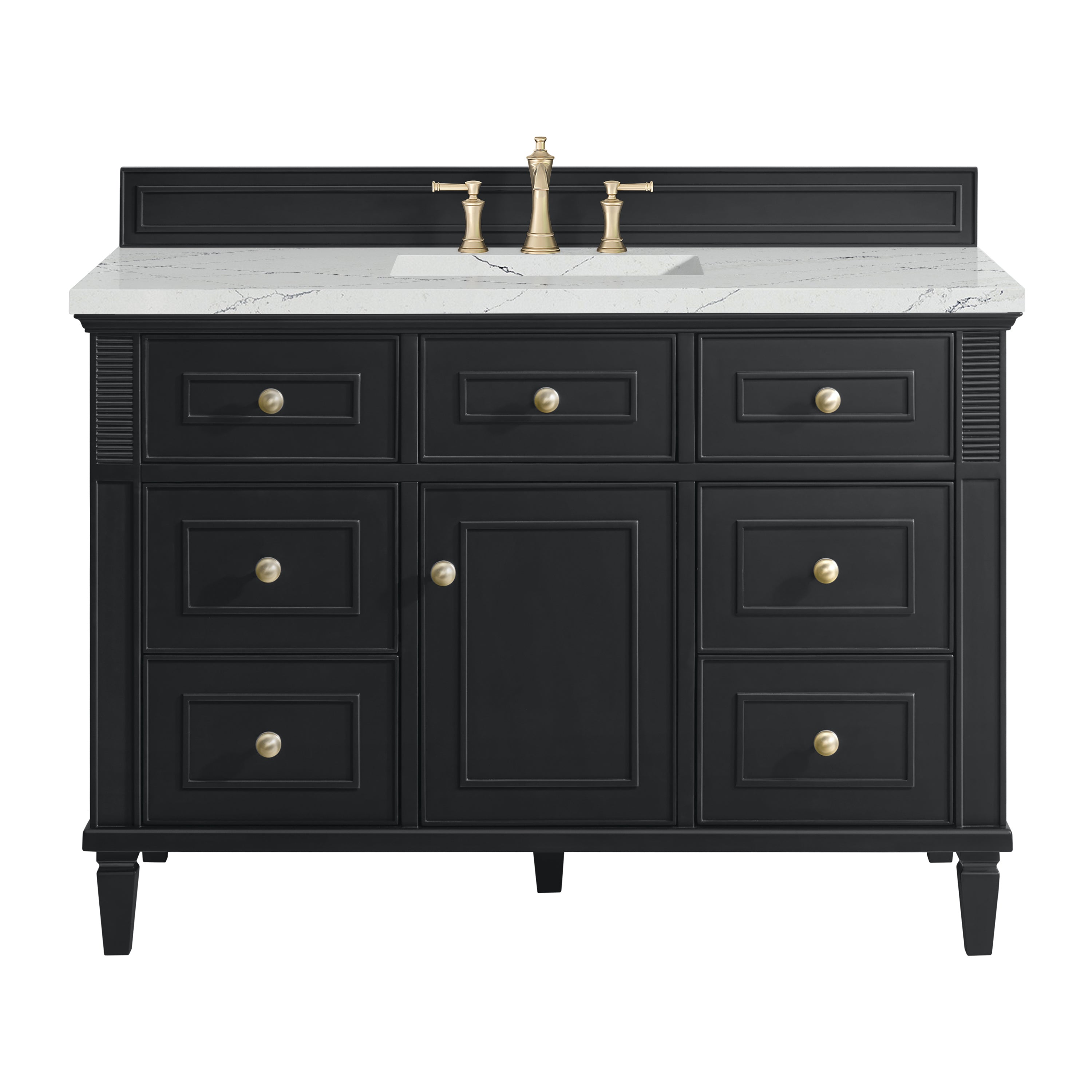 James Martin Lorelai 48" Single Vanity in Black Onyx with 3cm Countertop and FreePower Wireless Charger