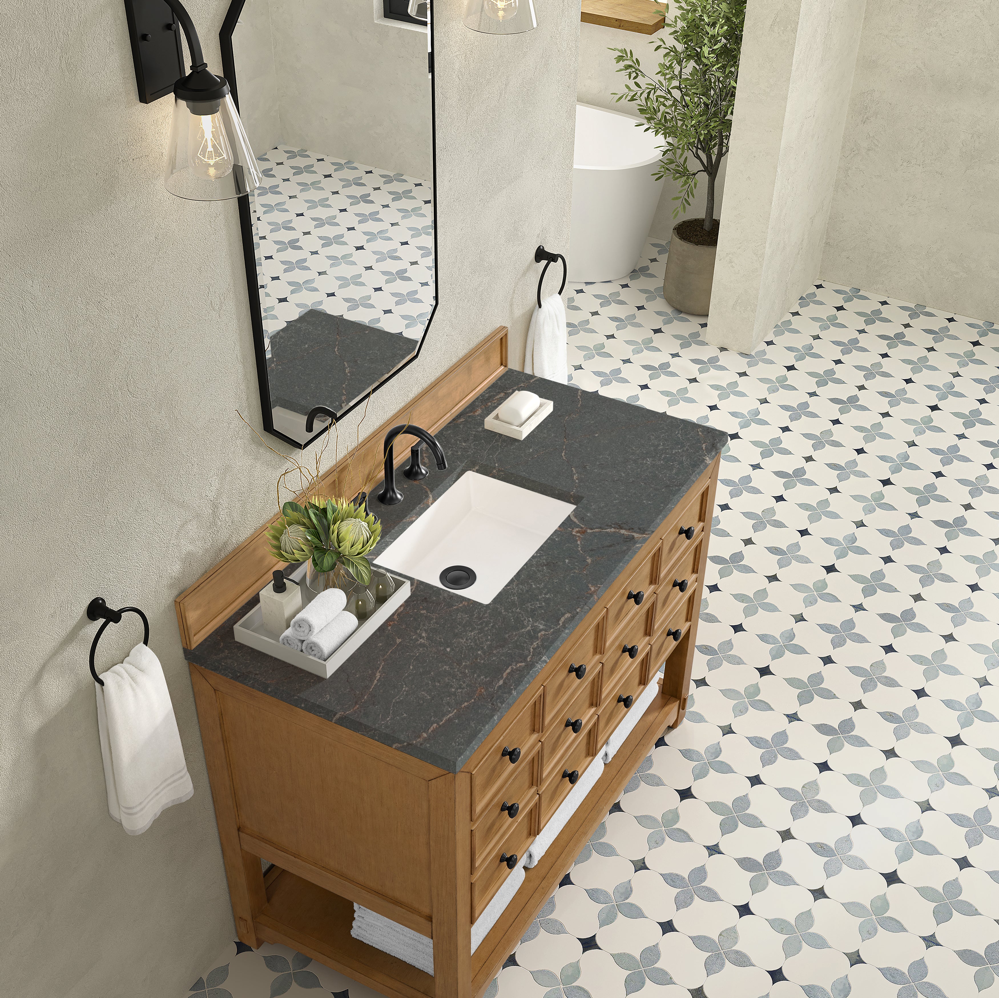 James Martin Malibu 48" Single Vanity in Amber Birch with 3cm Countertop