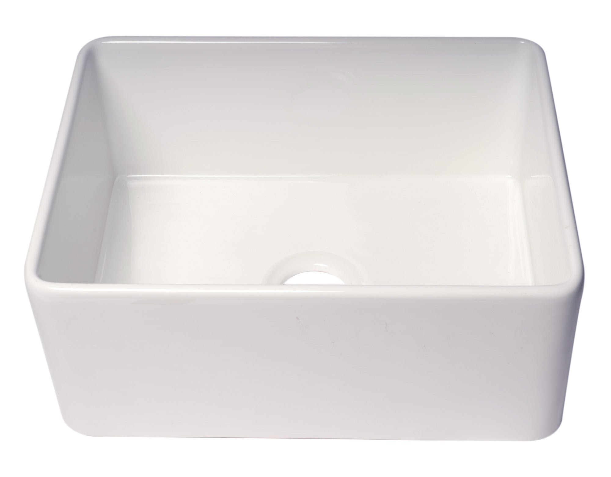 ALFI brand ABF2418 Smooth Apron 24" x 18" Single Bowl Fireclay Farm Sink