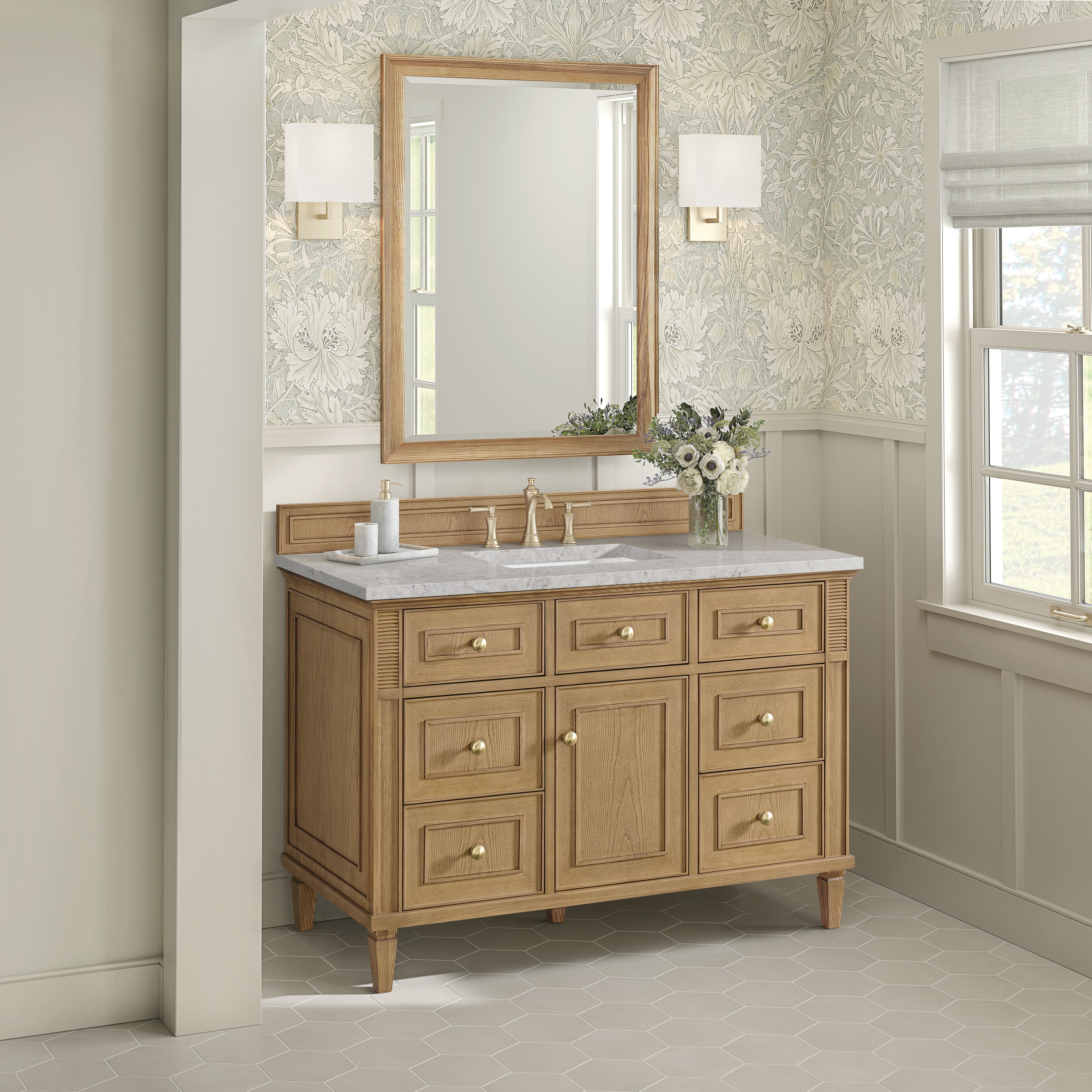 James Martin Lorelai 48" Single Vanity in Light Natural Oak with 3cm Countertop