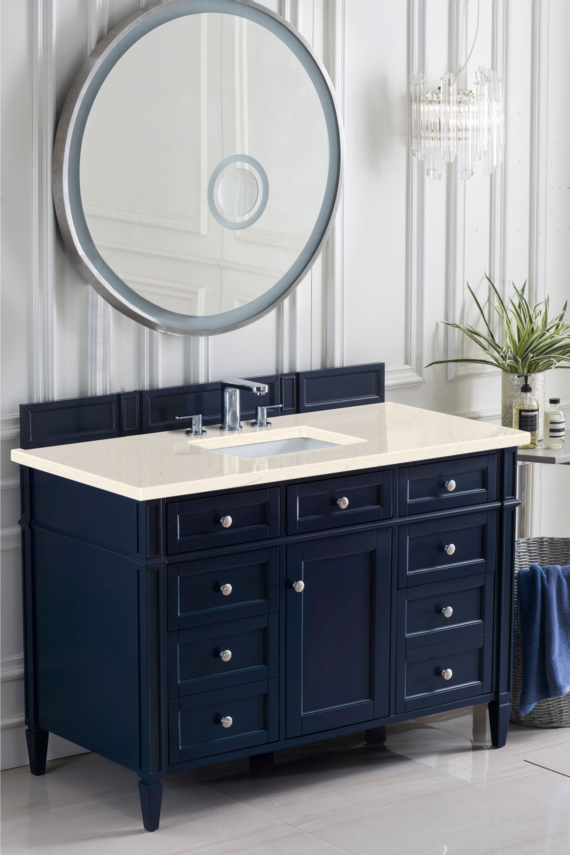 James Martin Brittany 48" Single Vanity in Victory Bleu with 3cm Countertop