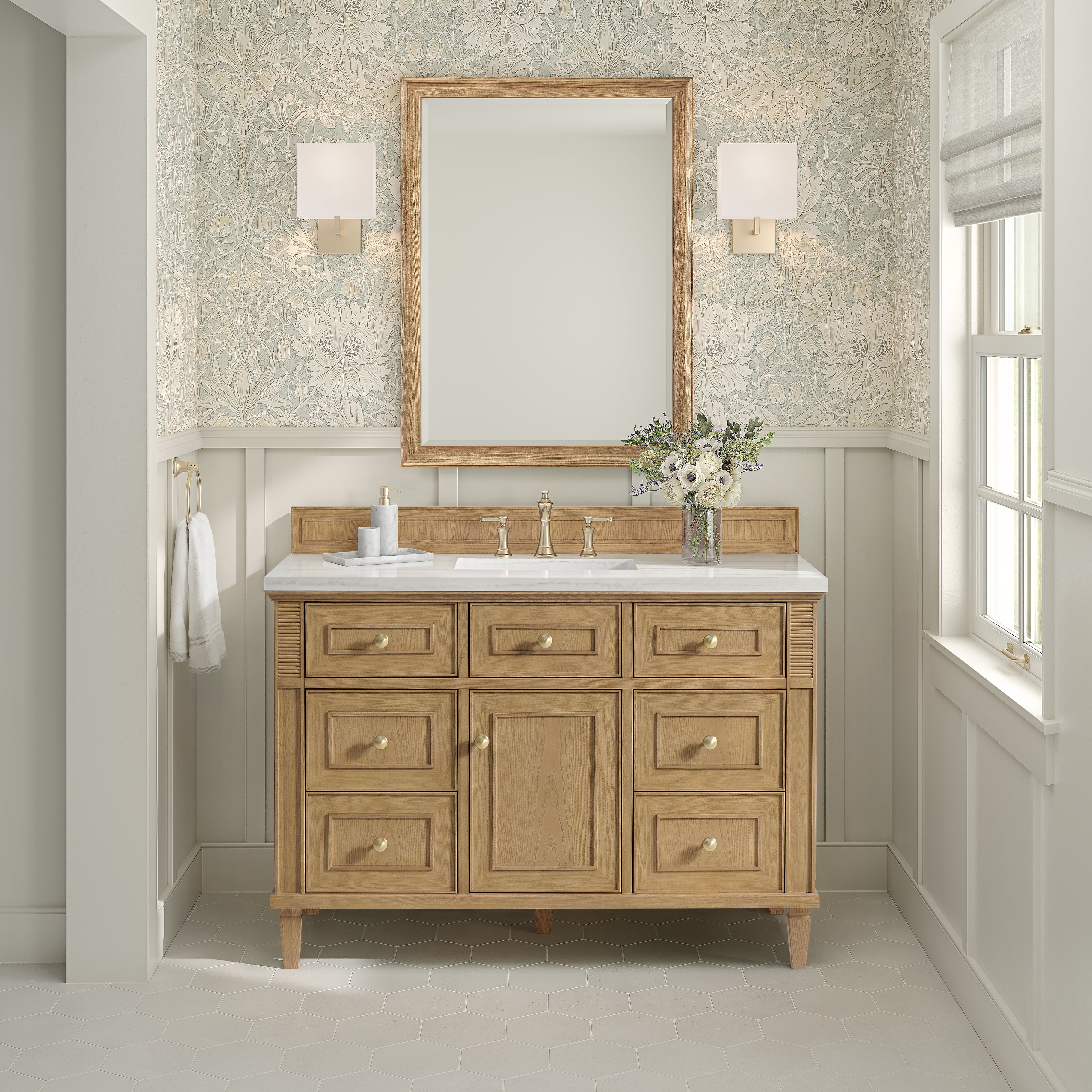 James Martin Lorelai 48" Single Vanity in Light Natural Oak with 3cm Countertop