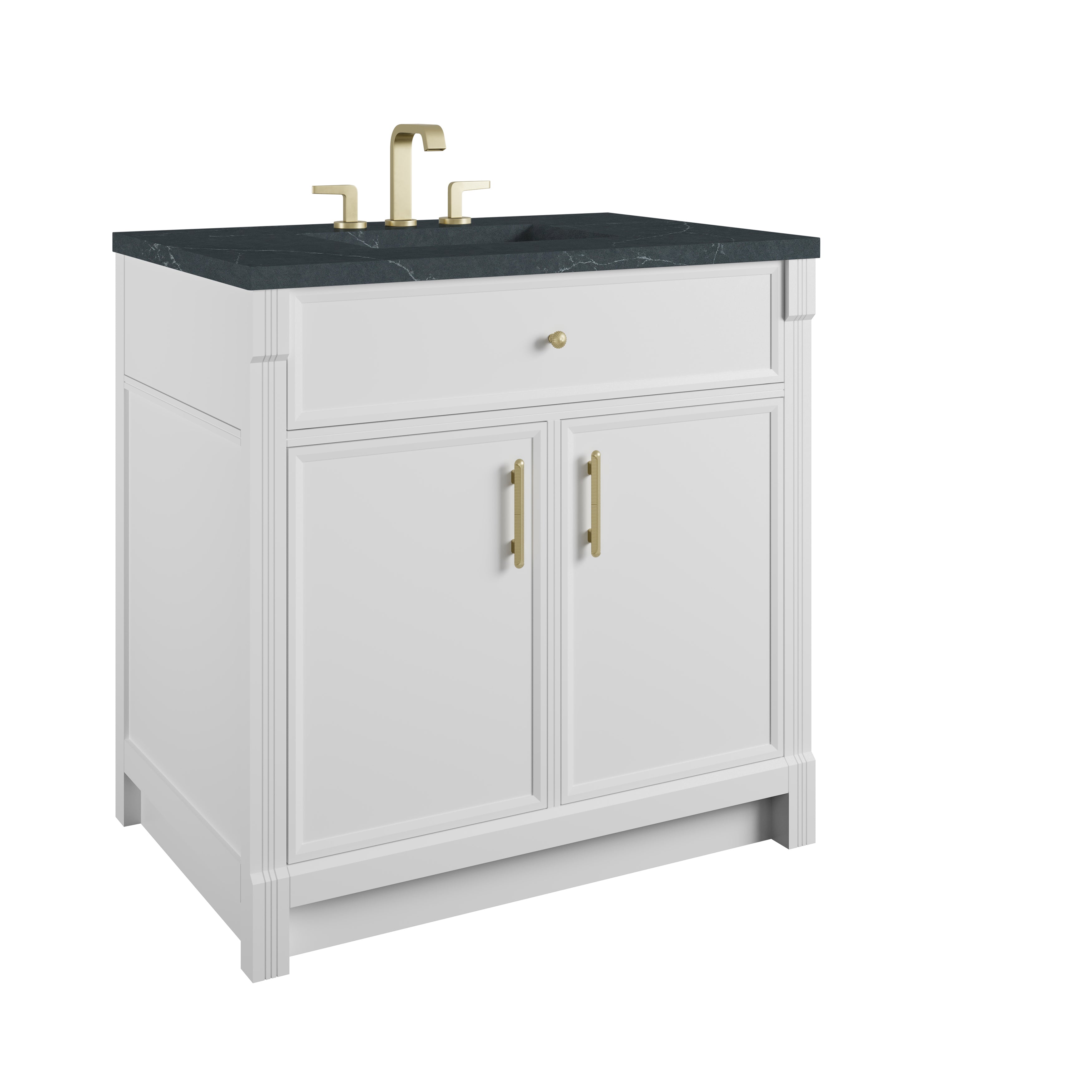 James Martin Bellshire 36" Single Vanity in Bright White with 3cm Countertop