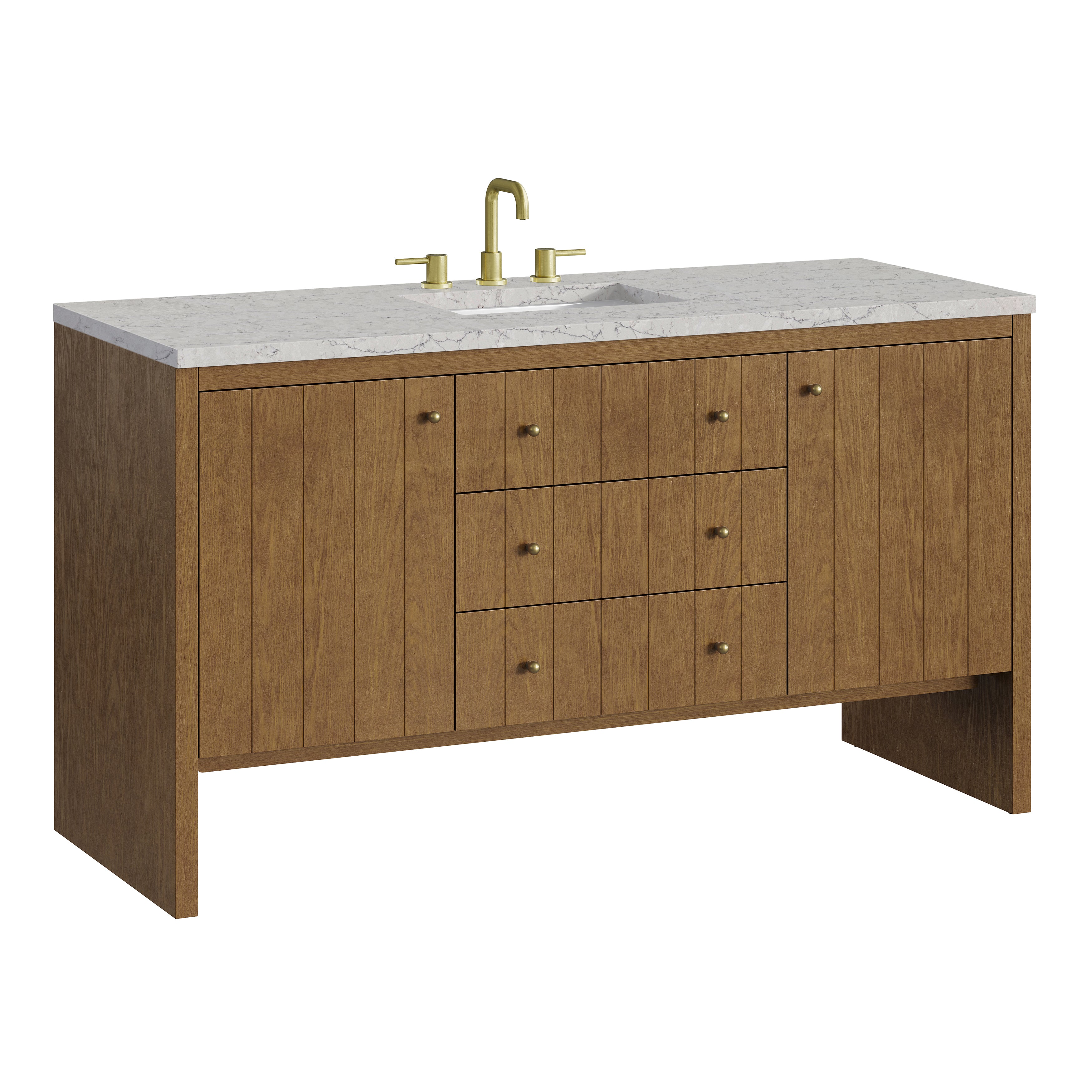 James Martin Hudson 60" Single Vanity in Honey Oak with 3cm Countertop and FreePower Wireless Charger