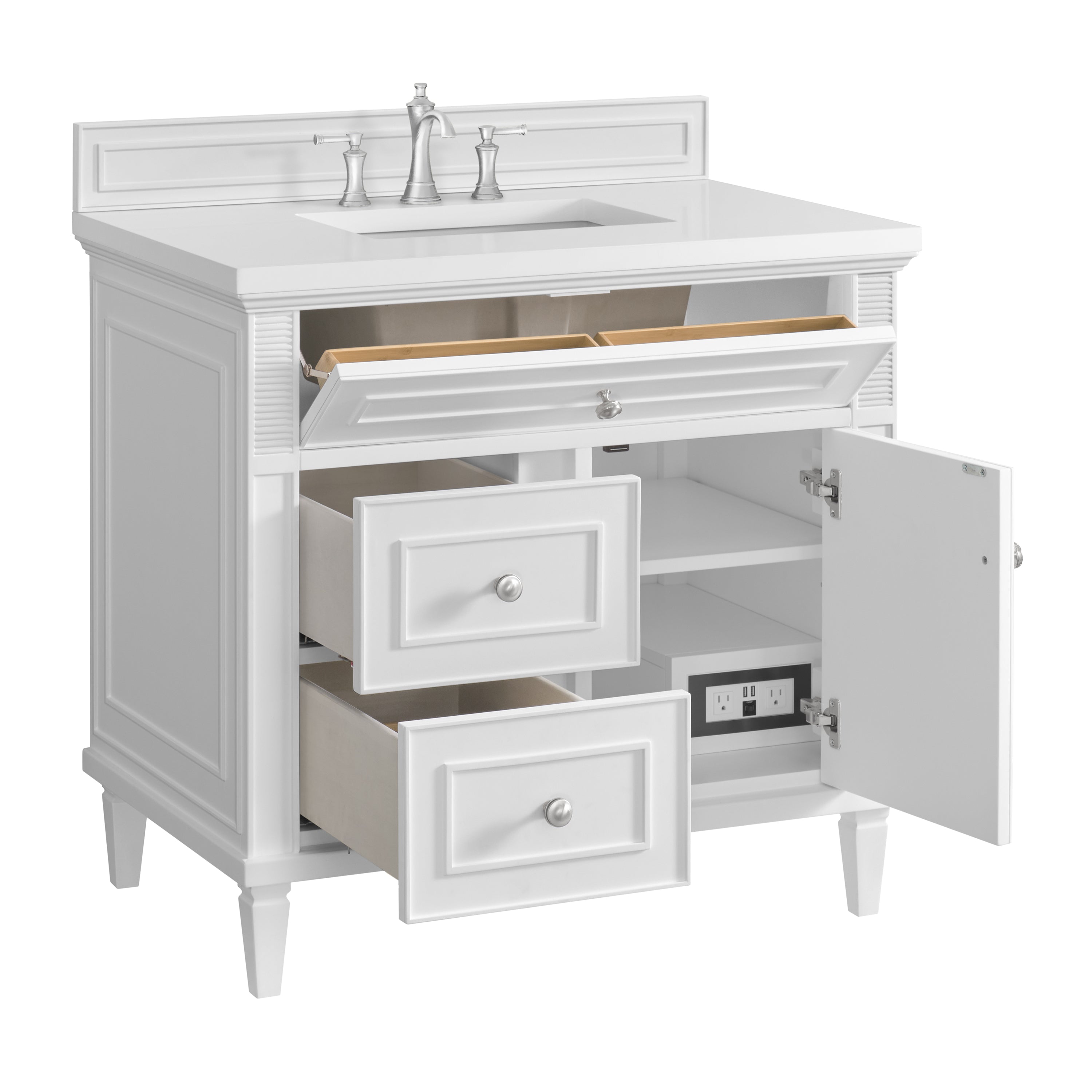 James Martin Lorelai 36" Single Vanity in Bright White with 3cm Countertop