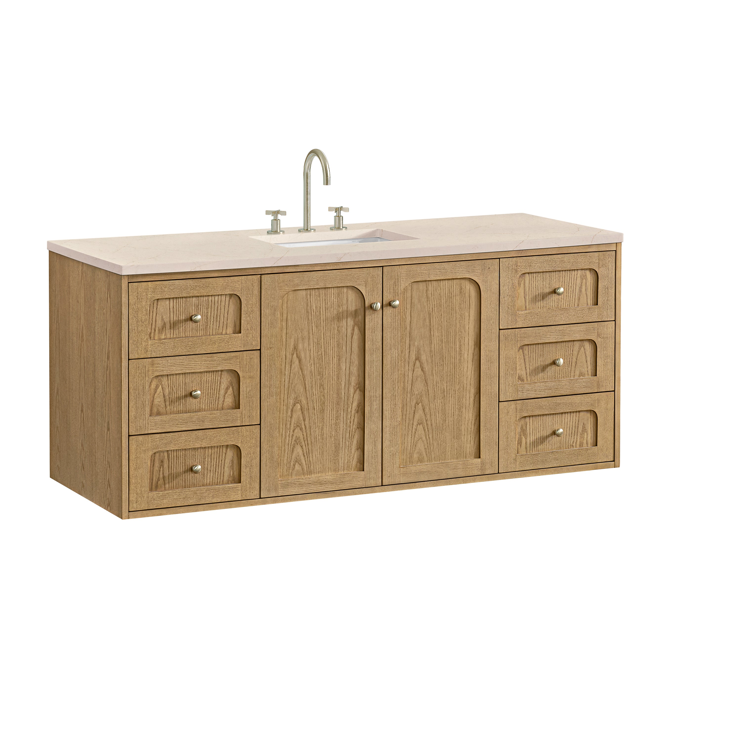 James Martin Laurent 60" Single Vanity in Light Natural Oak with 3cm Countertop
