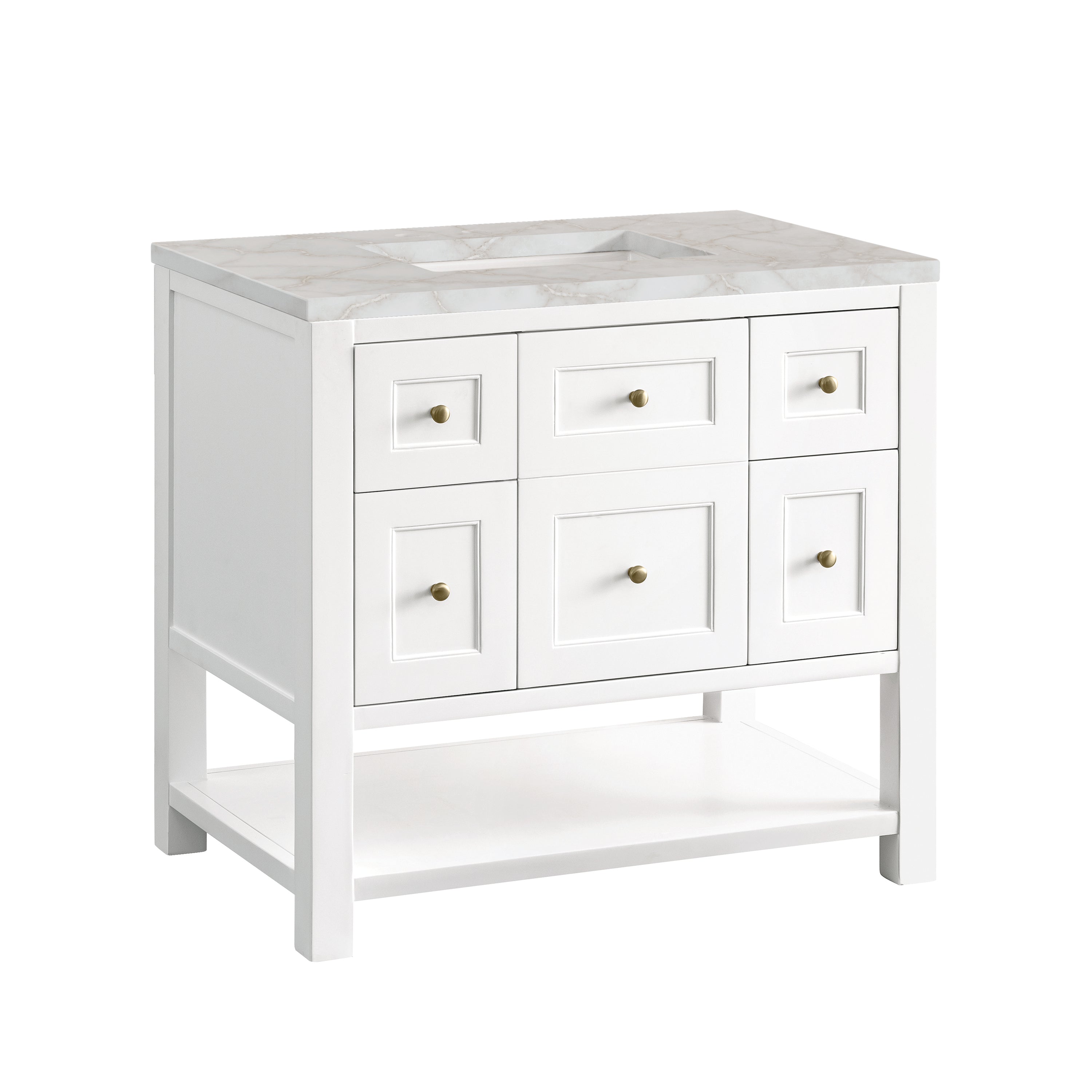 James Martin Breckenridge 36" Single Vanity in Bright White with 3cm Countertop