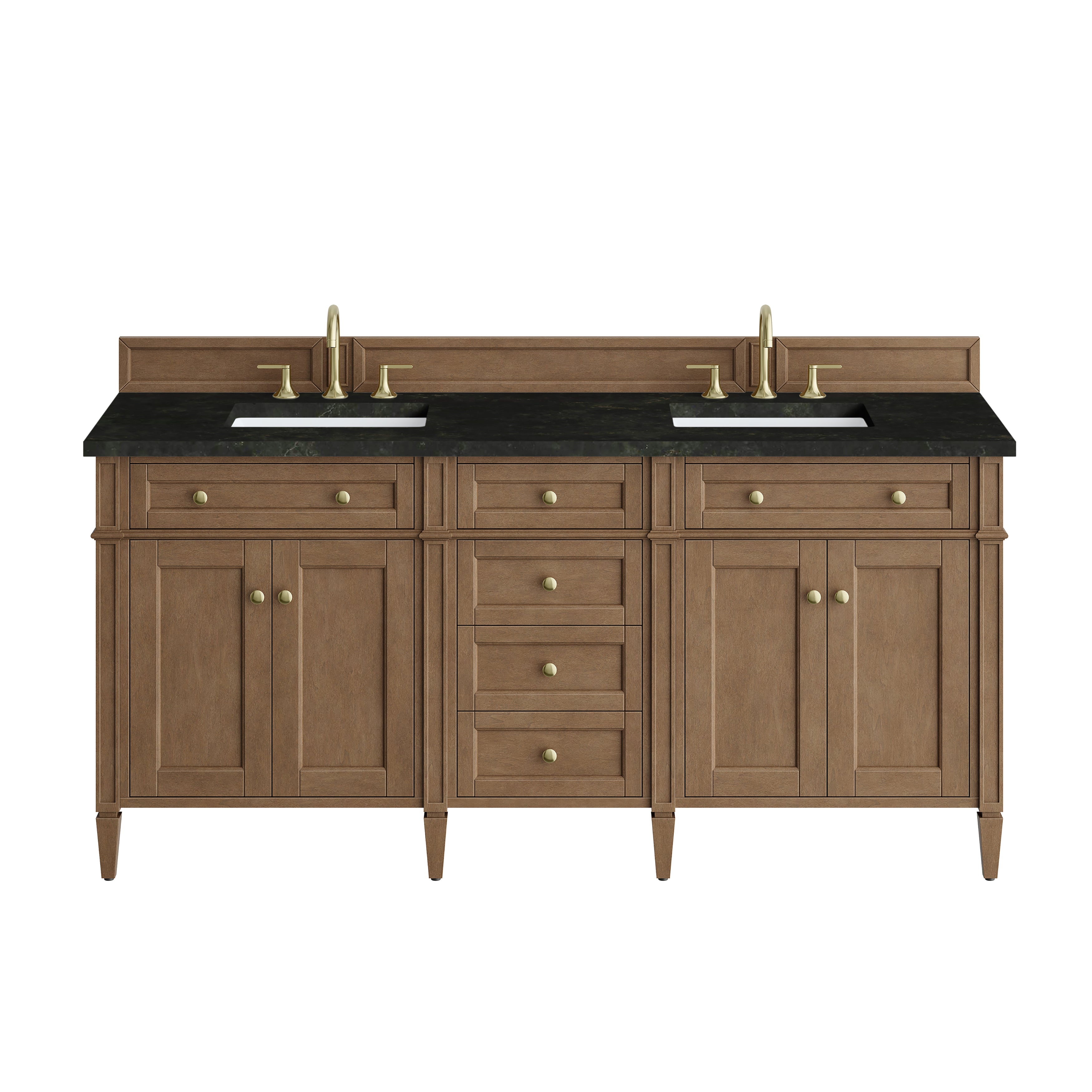 James Martin Brittany 72" Double Vanity in Pecan with 3cm Countertop