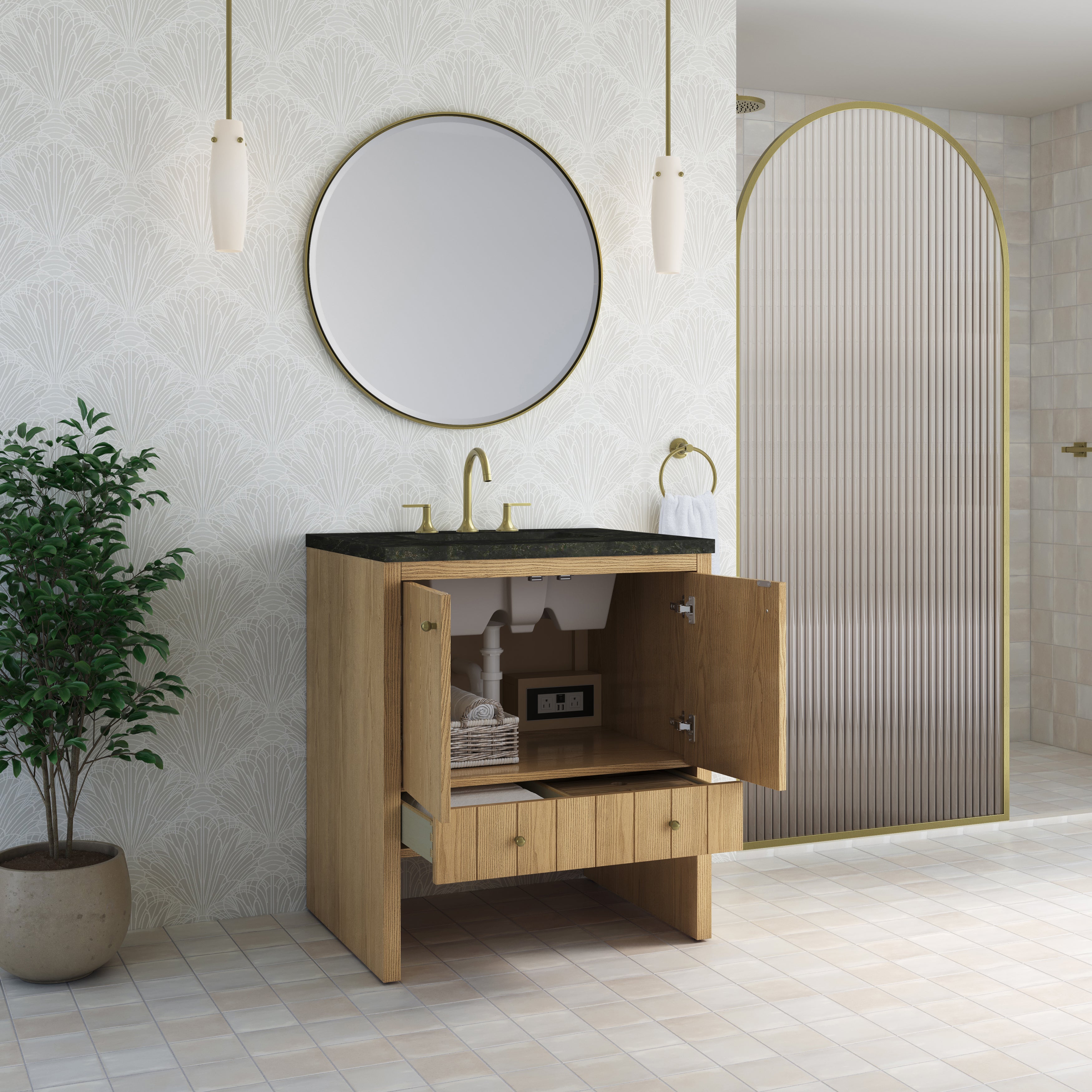 James Martin Hudson 30" Single Vanity in Light Natural Oak with 3cm Countertop