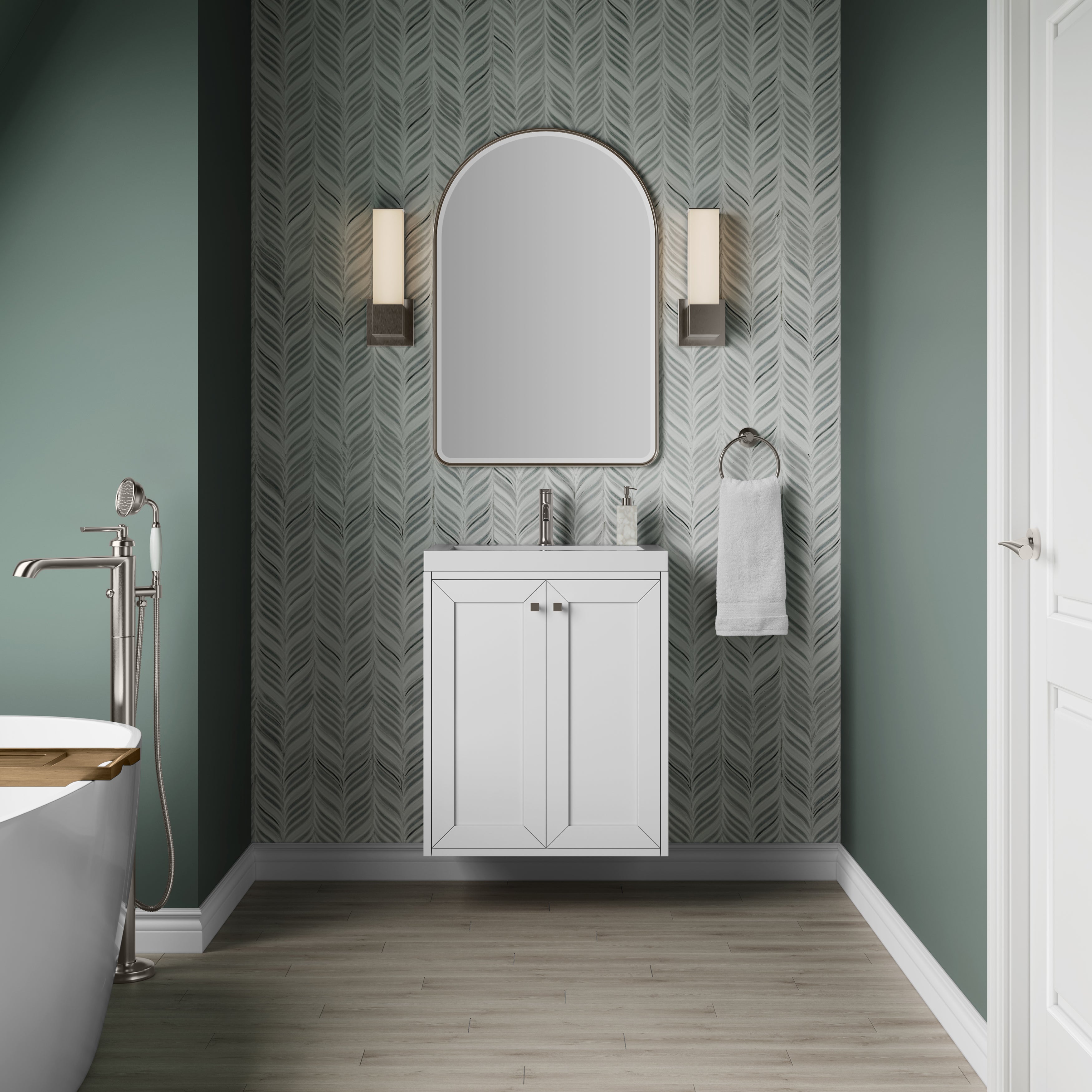 James Martin Chianti 24" Single Vanity in Glossy White with White Glossy Composite Stone Top