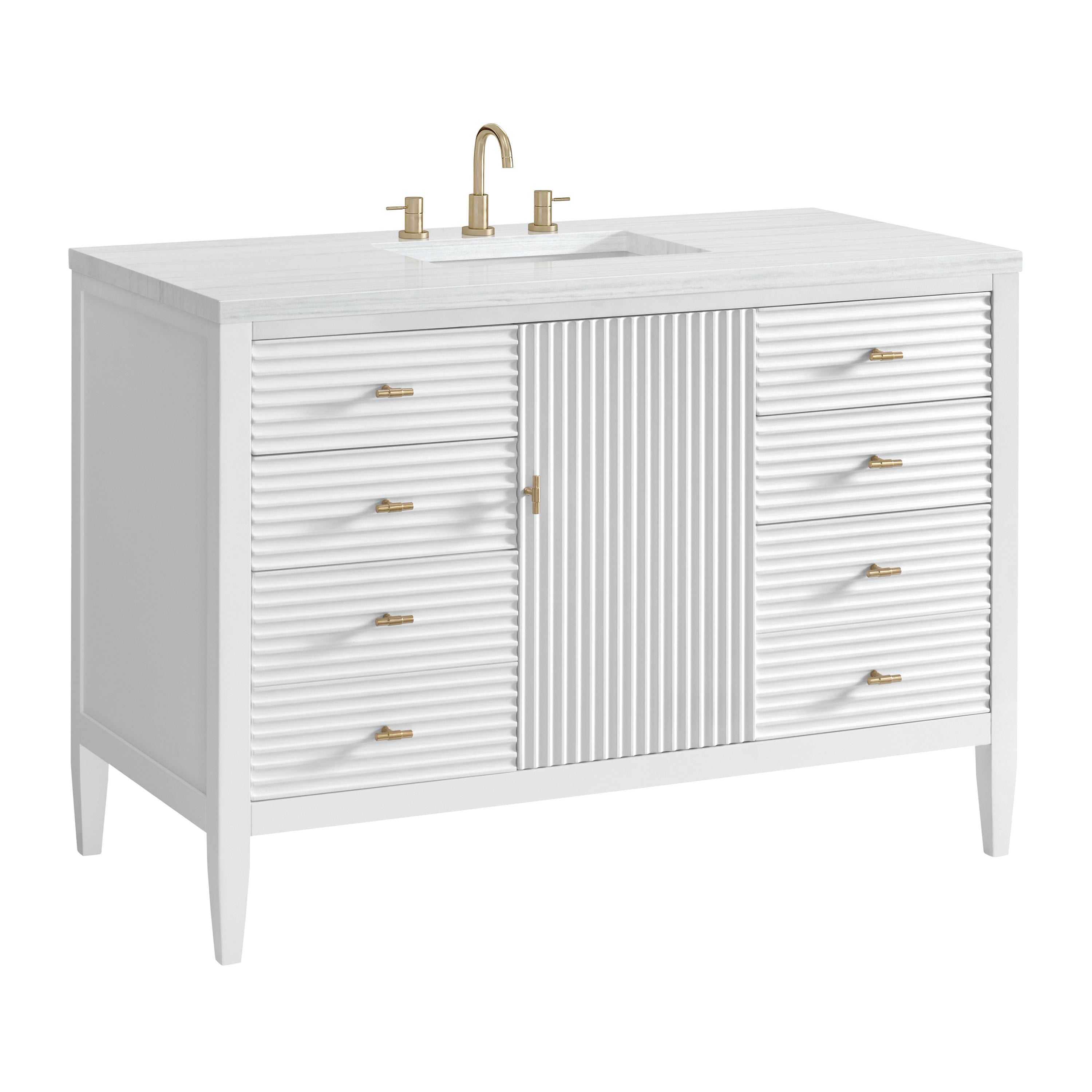 James Martin Myrrin 48" Single Vanity in Bright White with 3cm Countertop