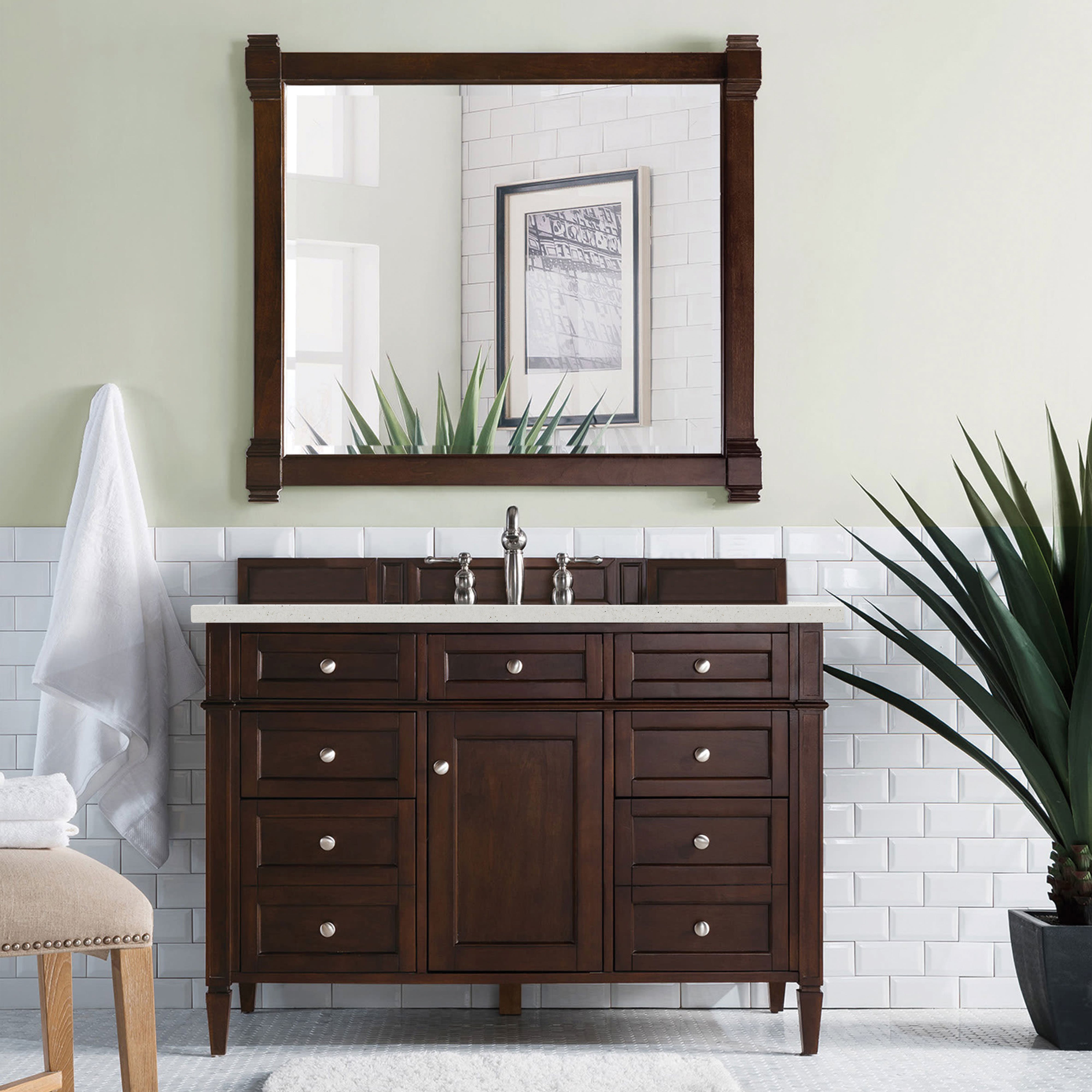 James Martin Brittany 48" Single Vanity in Burnished Mahogany with 3cm Countertop