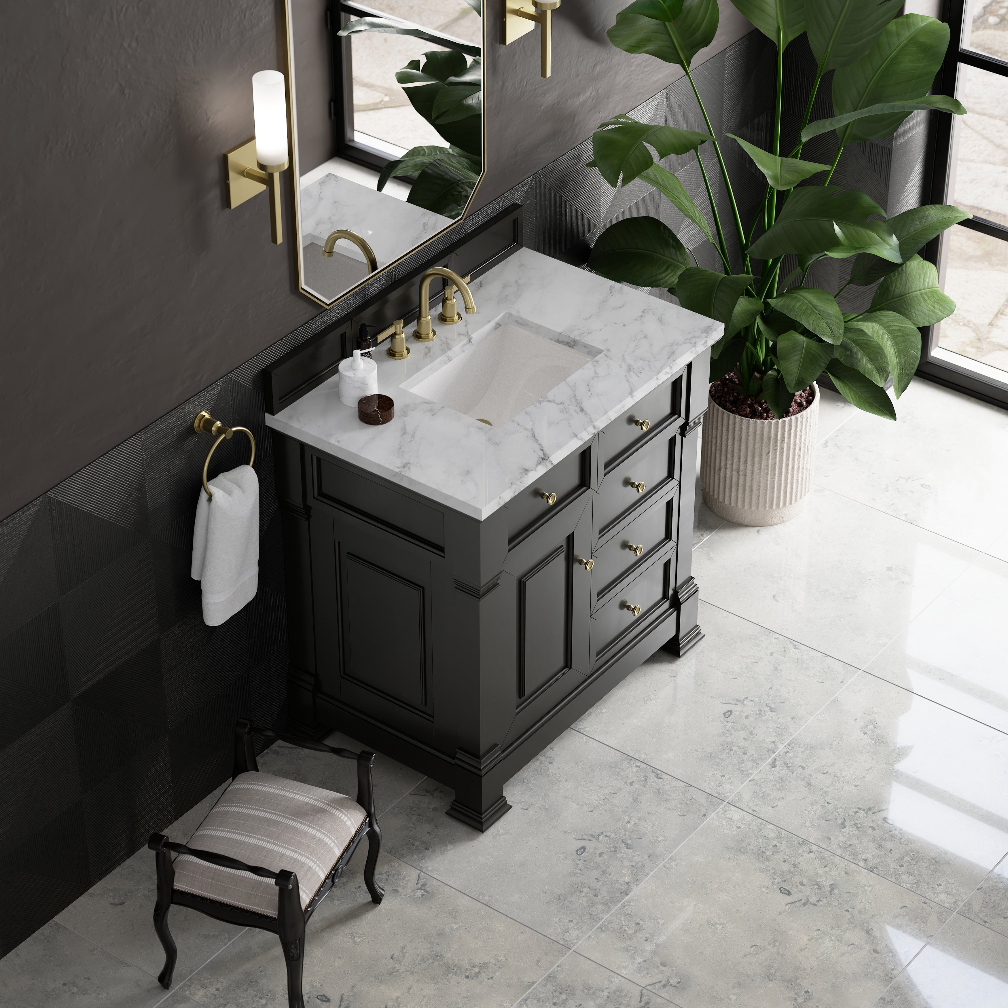 James Martin Brookfield 36" Single Vanity in Black Onyx with 3cm Countertop