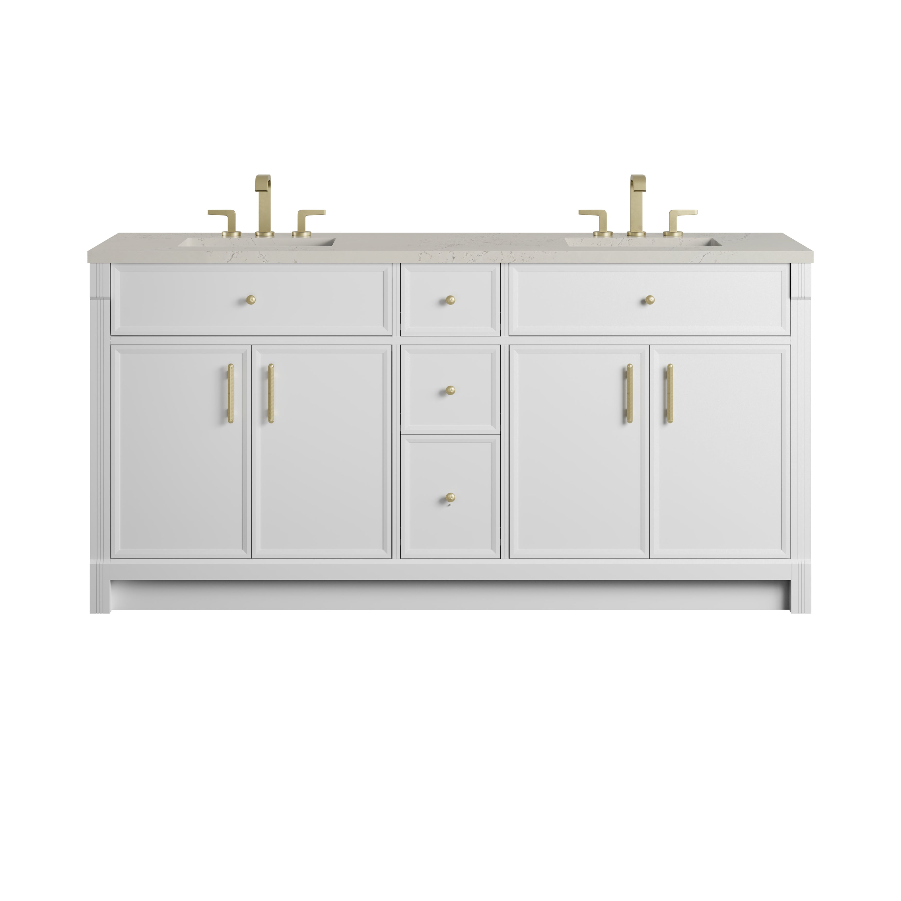 James Martin Bellshire 72" Double Vanity in Bright White with 3cm Countertop and FreePower Wireless Charger
