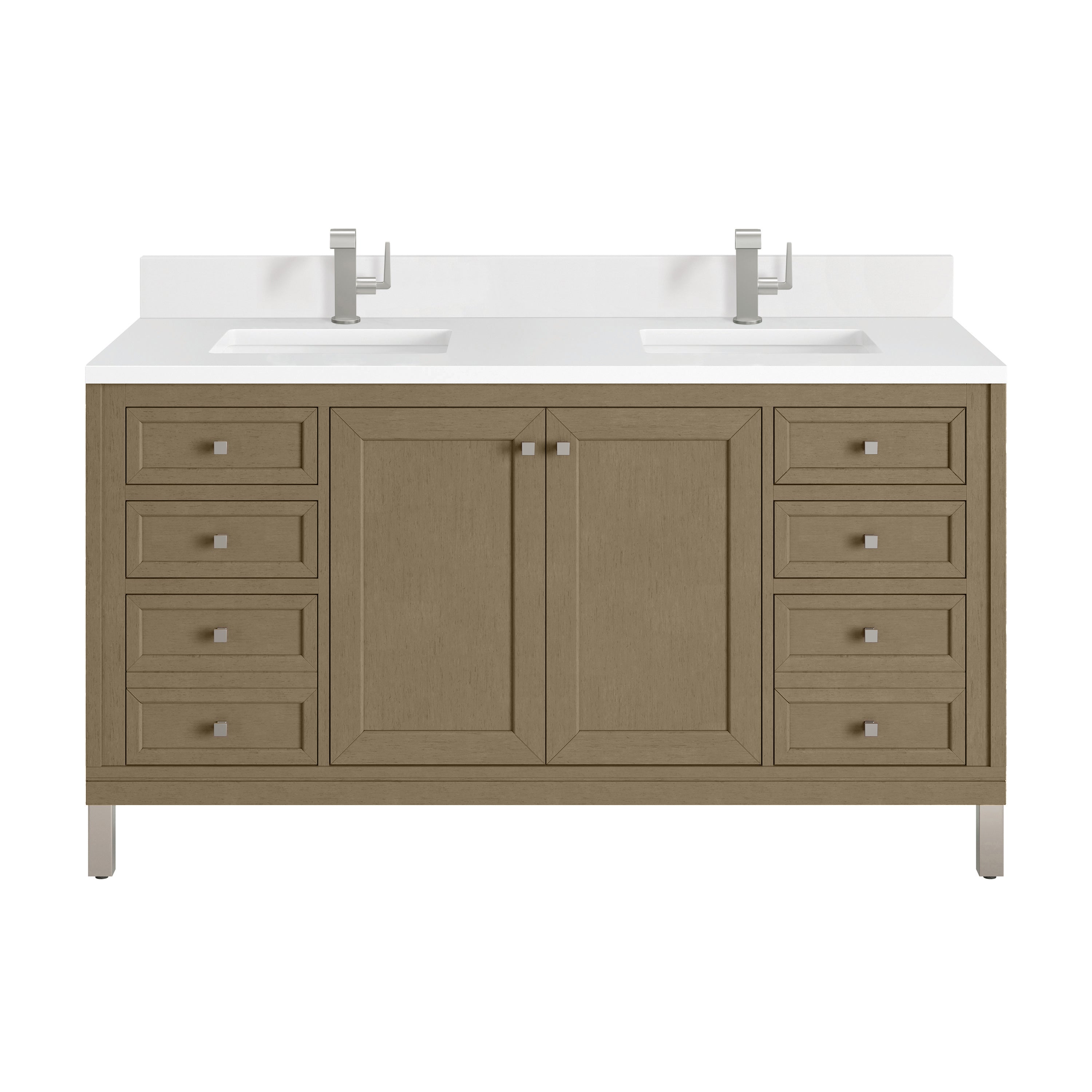 James Martin Chicago 60" Double Vanity in Walnut Whisper with 3cm Countertop