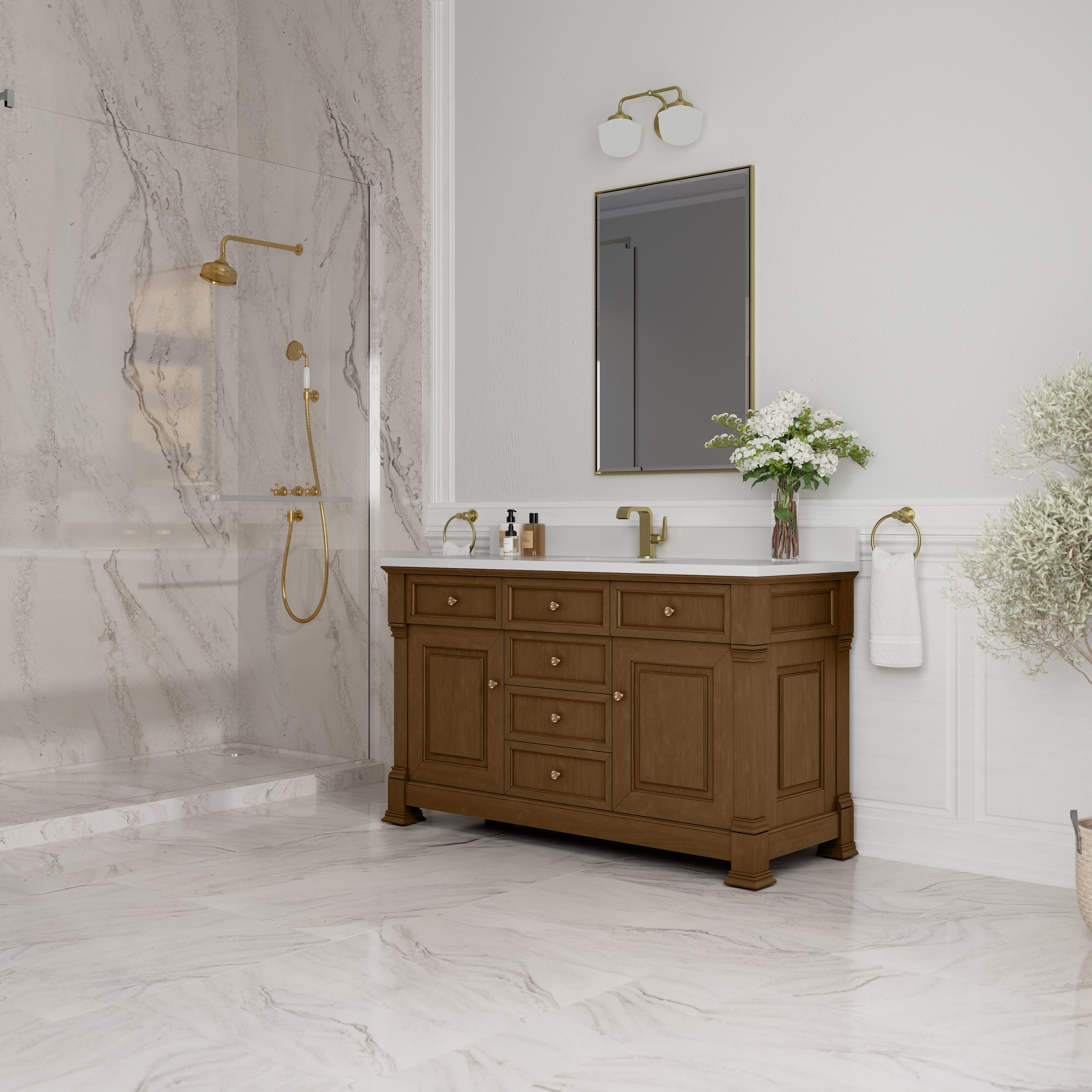 James Martin Brookfield 60" Single Vanity in Honey Oak with 3cm Countertop