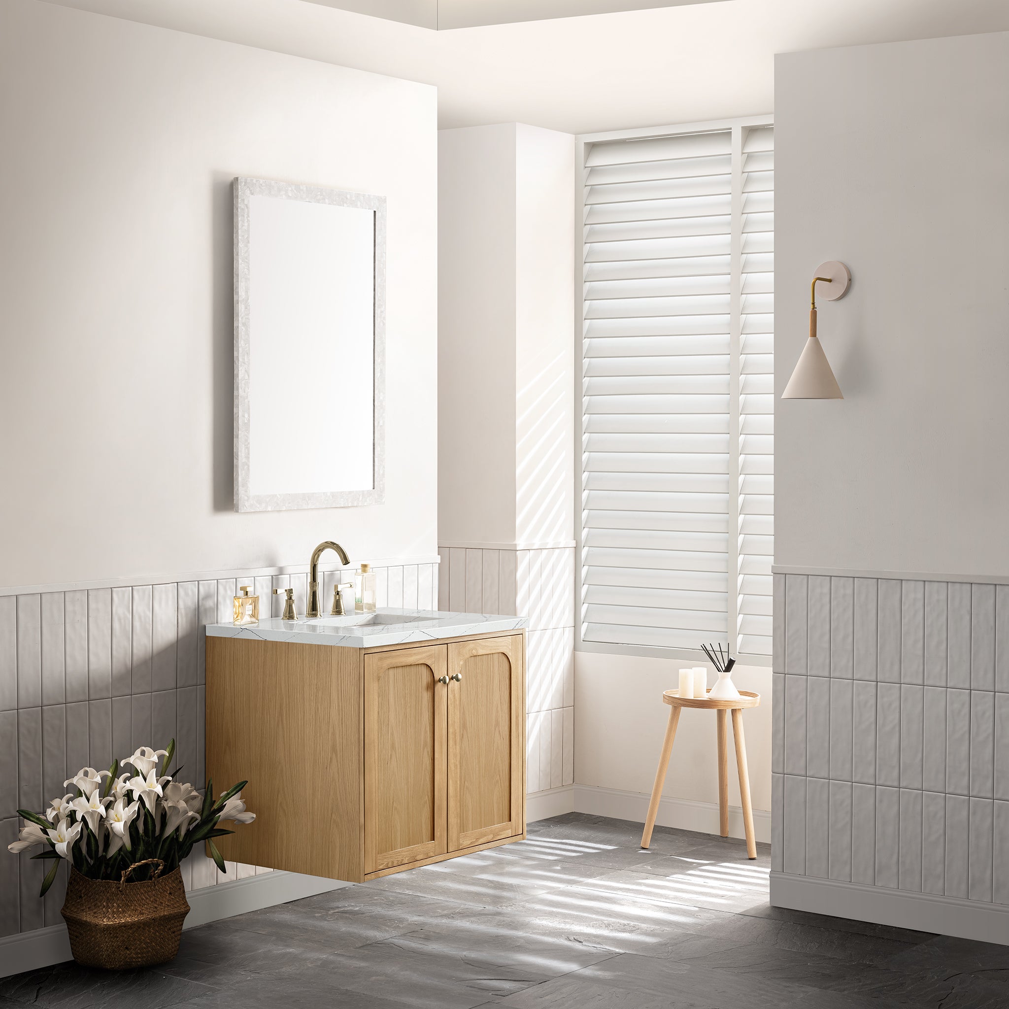 James Martin Laurent 30" Single Vanity in Light Natural Oak with 3cm Countertop