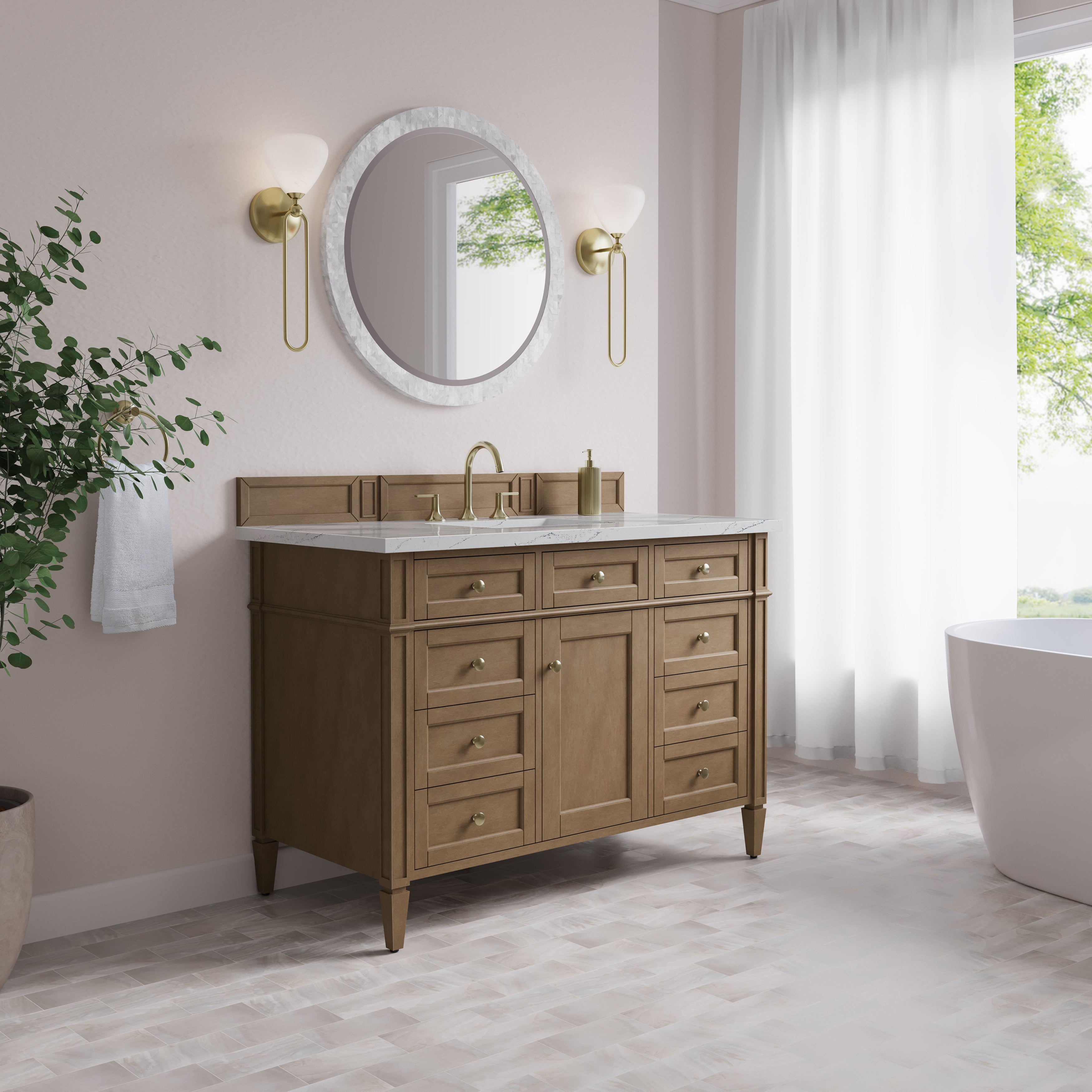 James Martin Brittany 48" Single Vanity in Pecan with 3cm Countertop