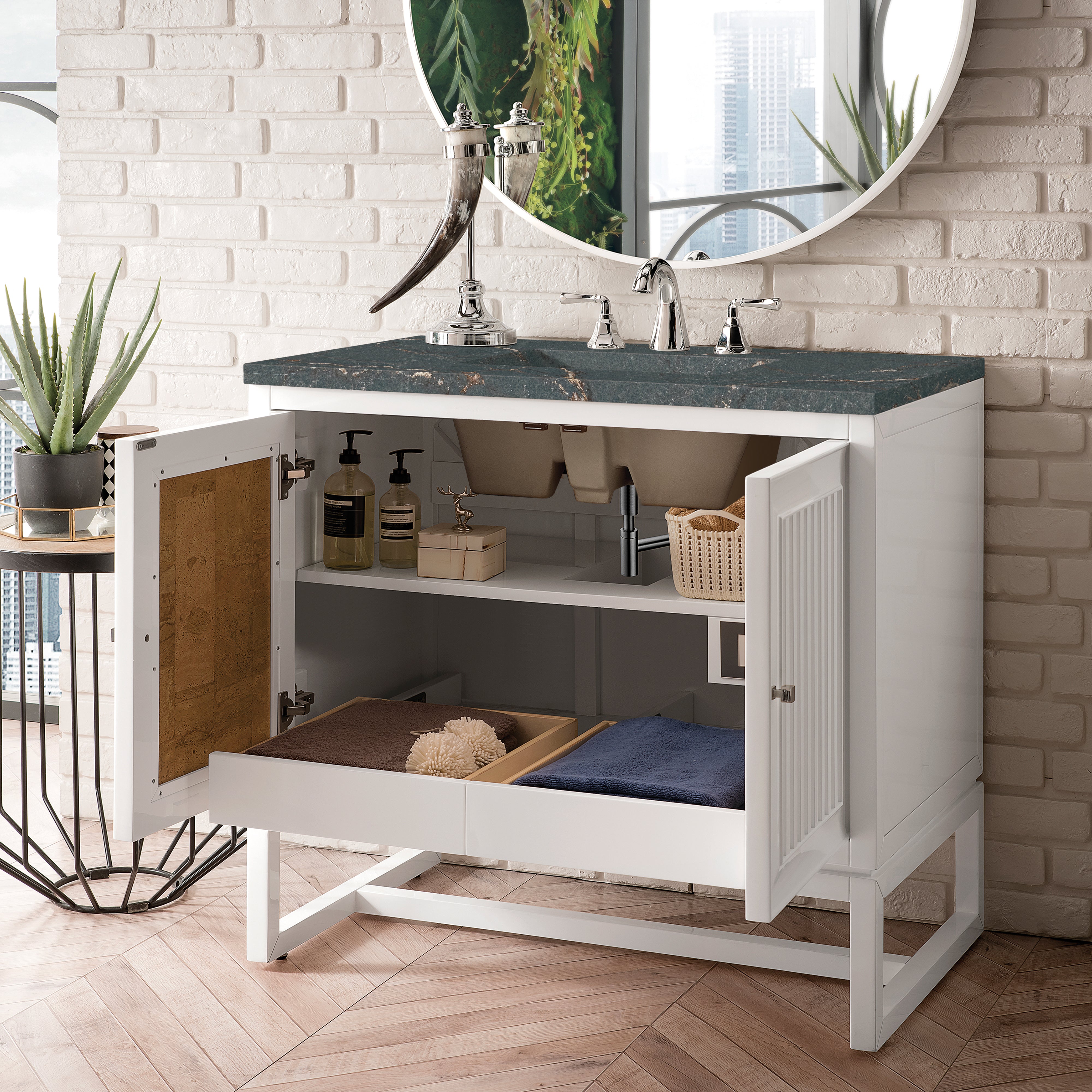 James Martin Athens 36" Single Vanity in Glossy White with 3cm Countertop