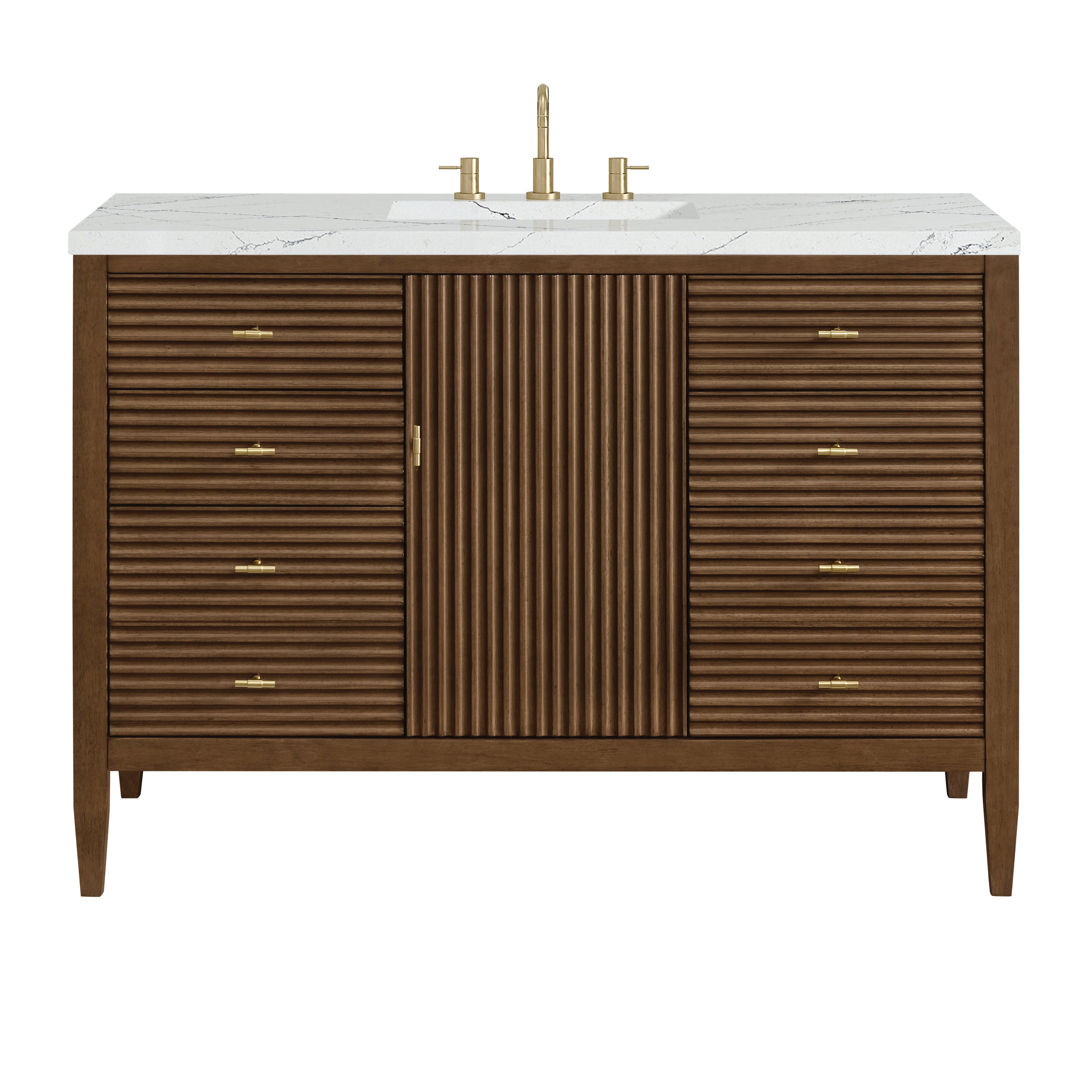 James Martin Myrrin 48" Single Vanity in Mid Century Walnut with 3cm Countertop