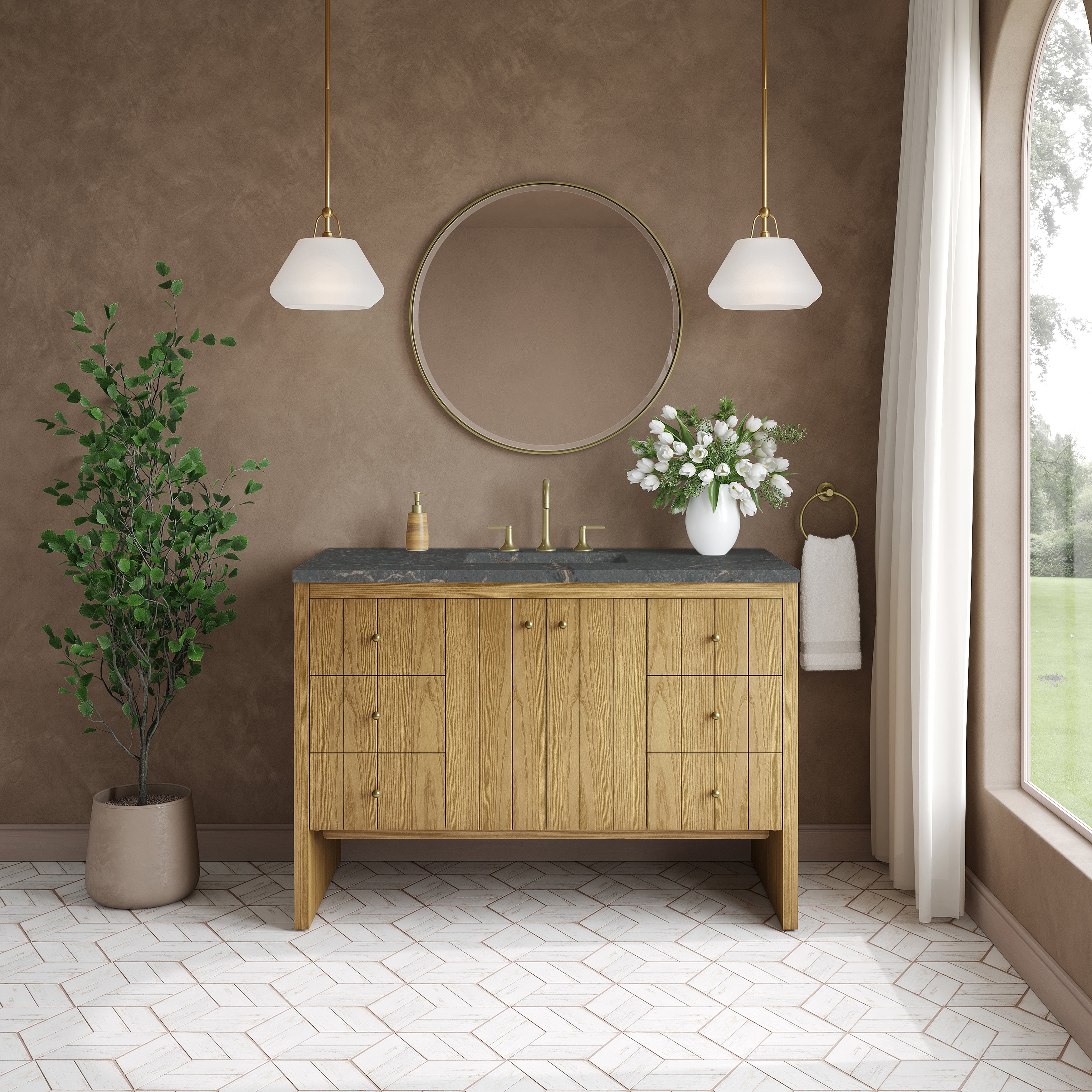 James Martin Hudson 48" Single Vanity in Light Natural Oak with 3cm Countertop