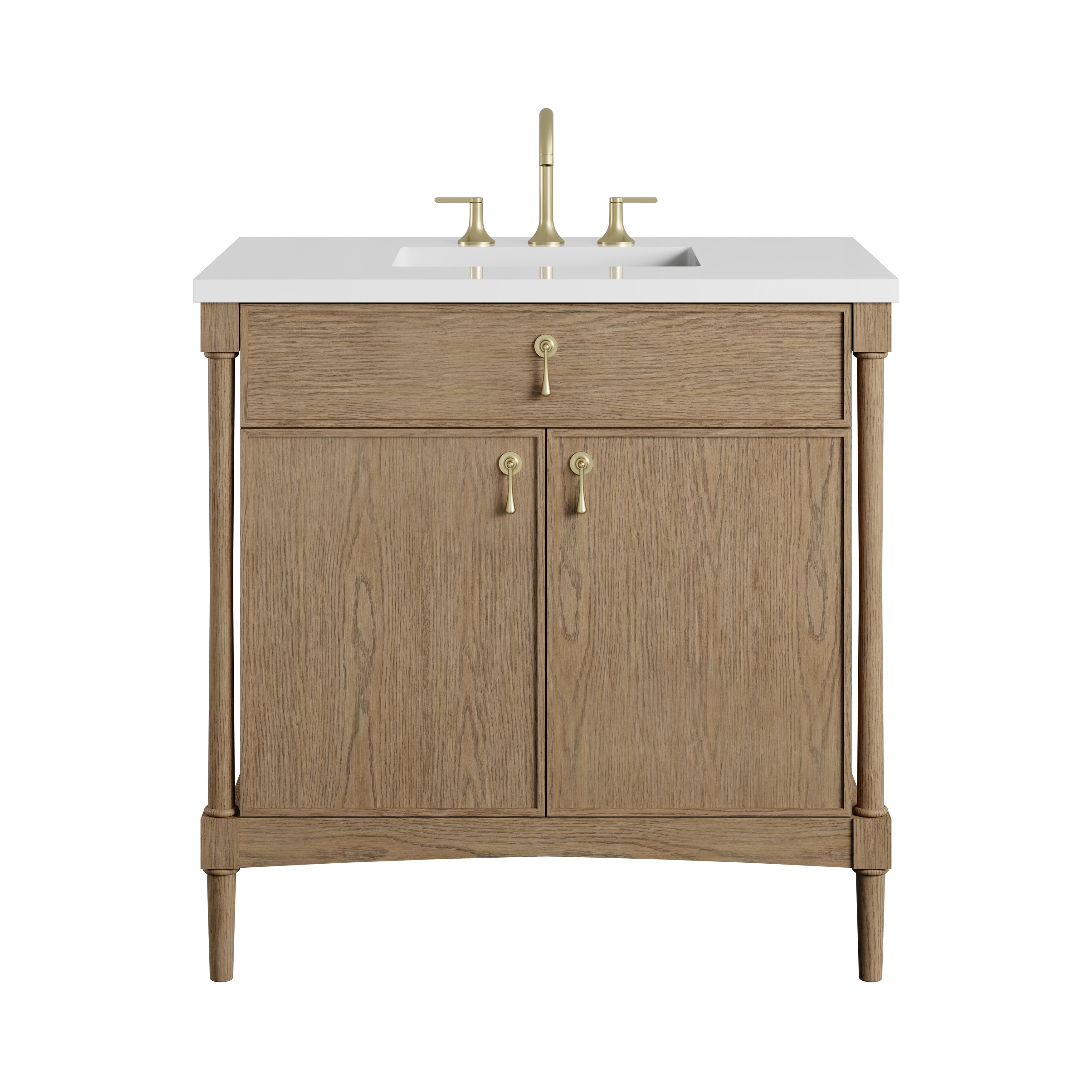 James Martin Kinnsden 36" Single Vanity in Weathered Oak with 3cm Countertop