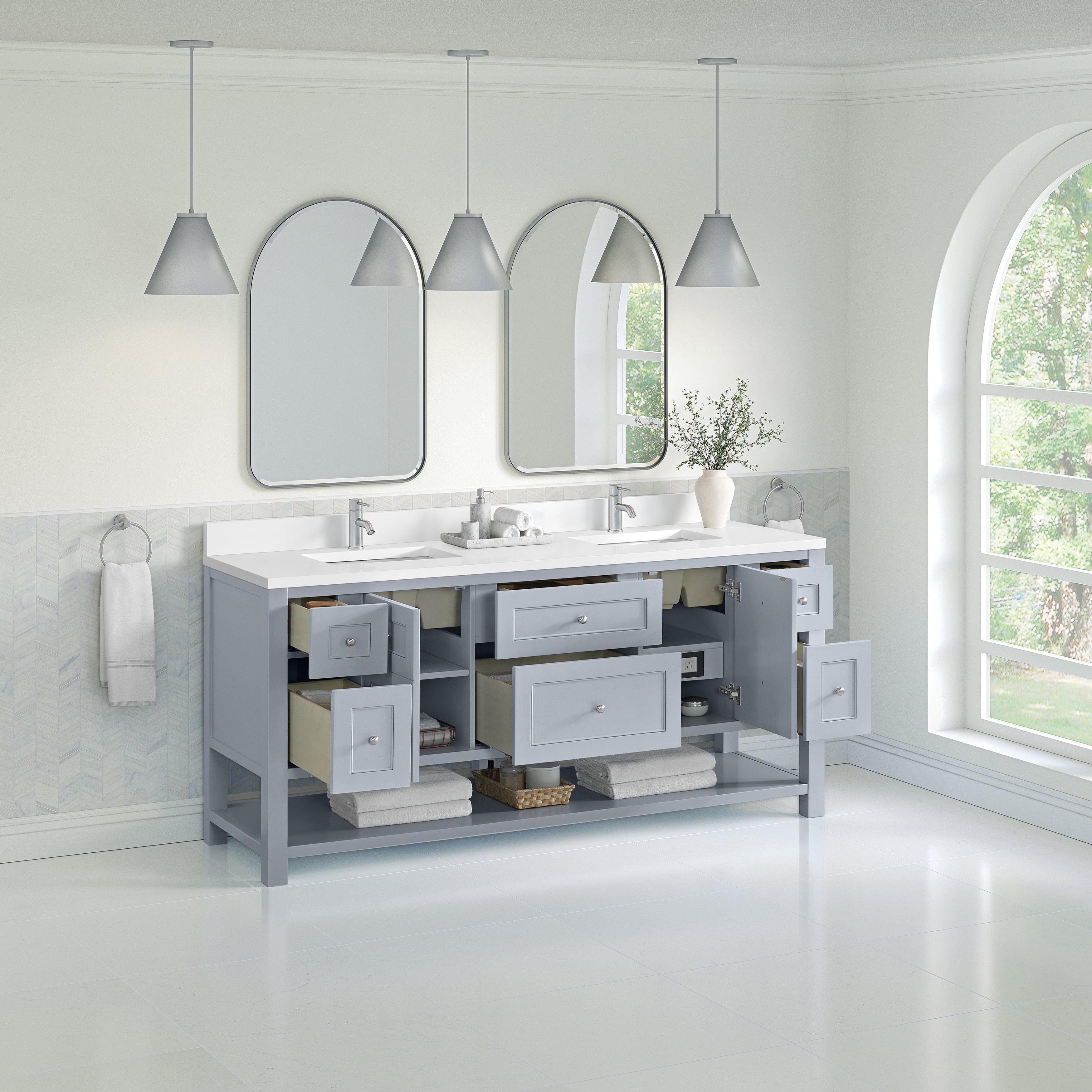 James Martin Breckenridge 72" Double Vanity in Serenity Blue with 3cm Countertop