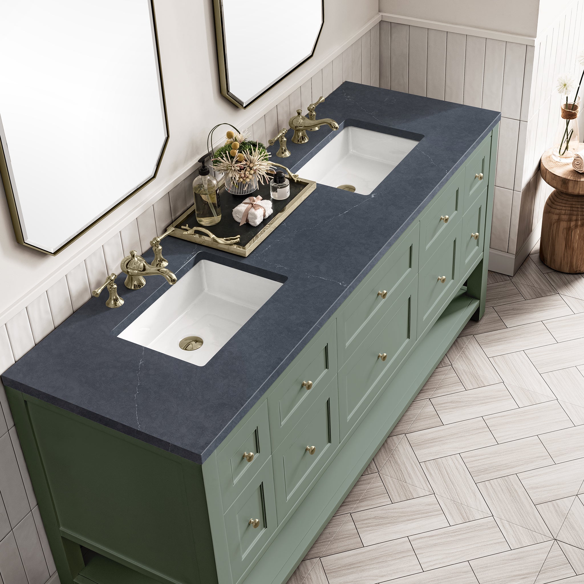 James Martin Breckenridge 72" Double Vanity in Smokey Celadon with 3cm Countertop