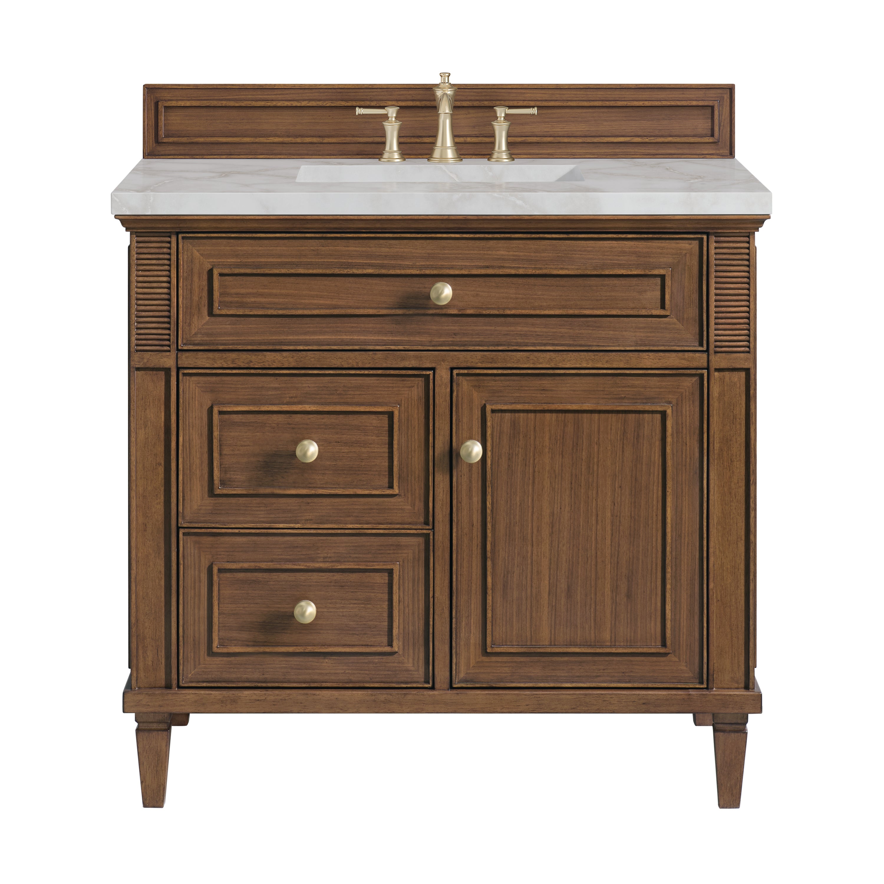 James Martin Lorelai 36" Single Vanity in Mid-Century Walnut with 3cm Countertop