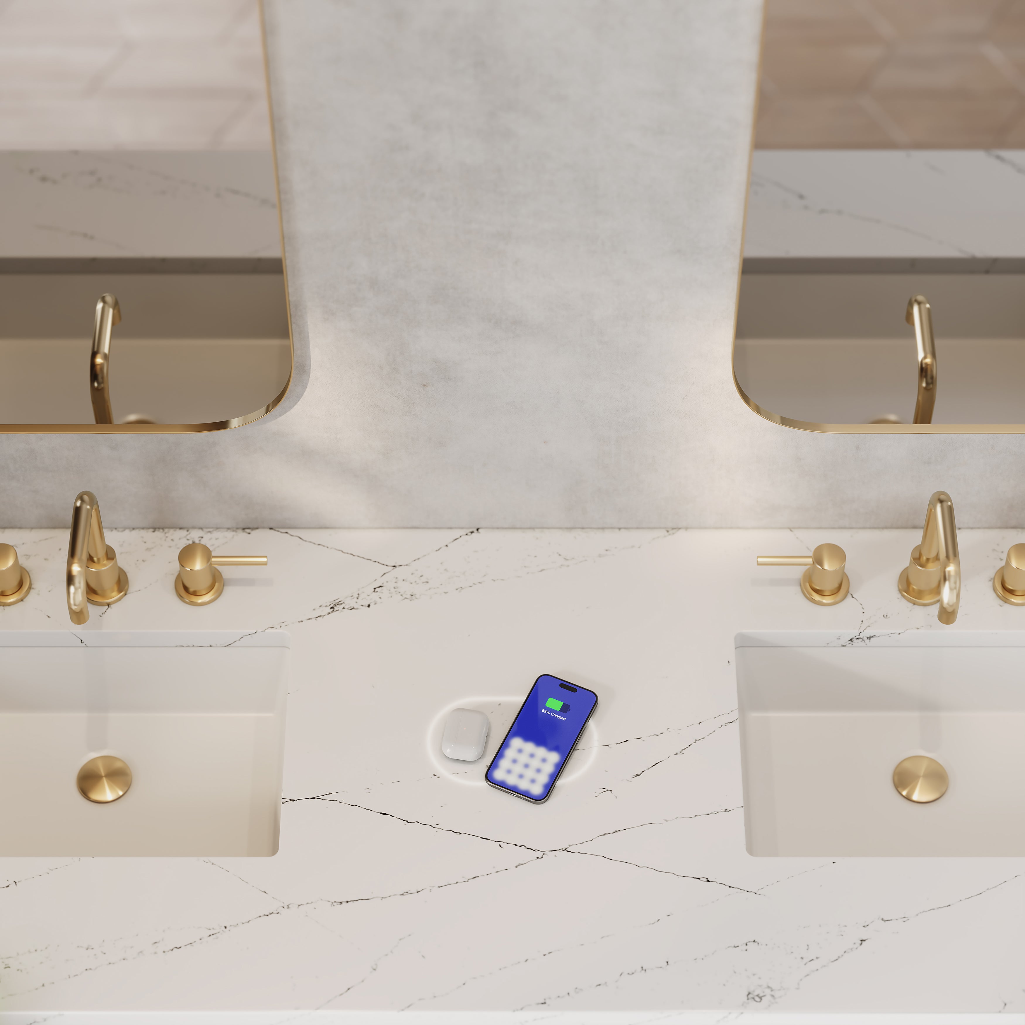 James Martin Brittany 72" Double Vanity in Urban Gray with 3cm Countertop and FreePower Wireless Charger