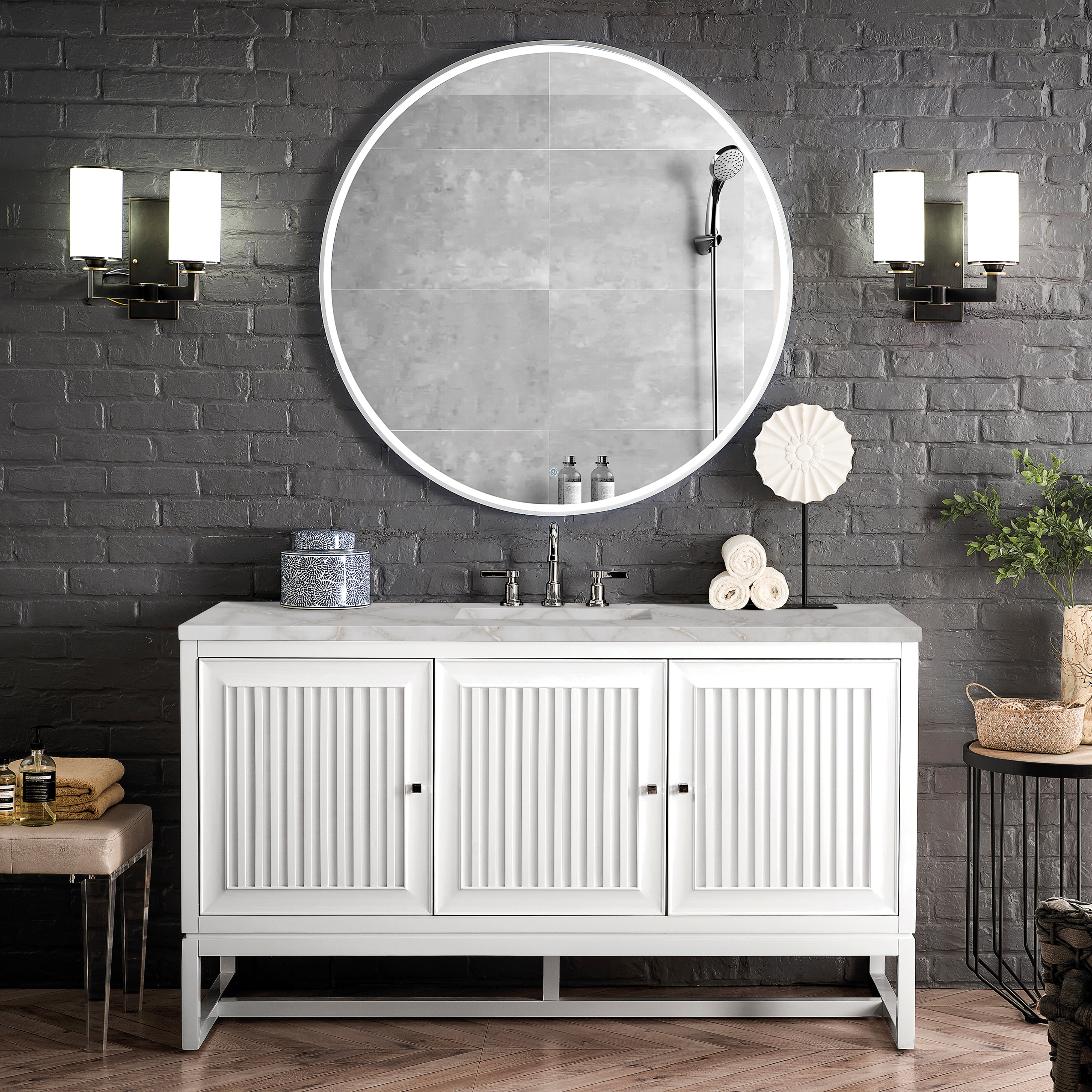James Martin Athens 60" Single Vanity in Glossy White with 3cm Countertop