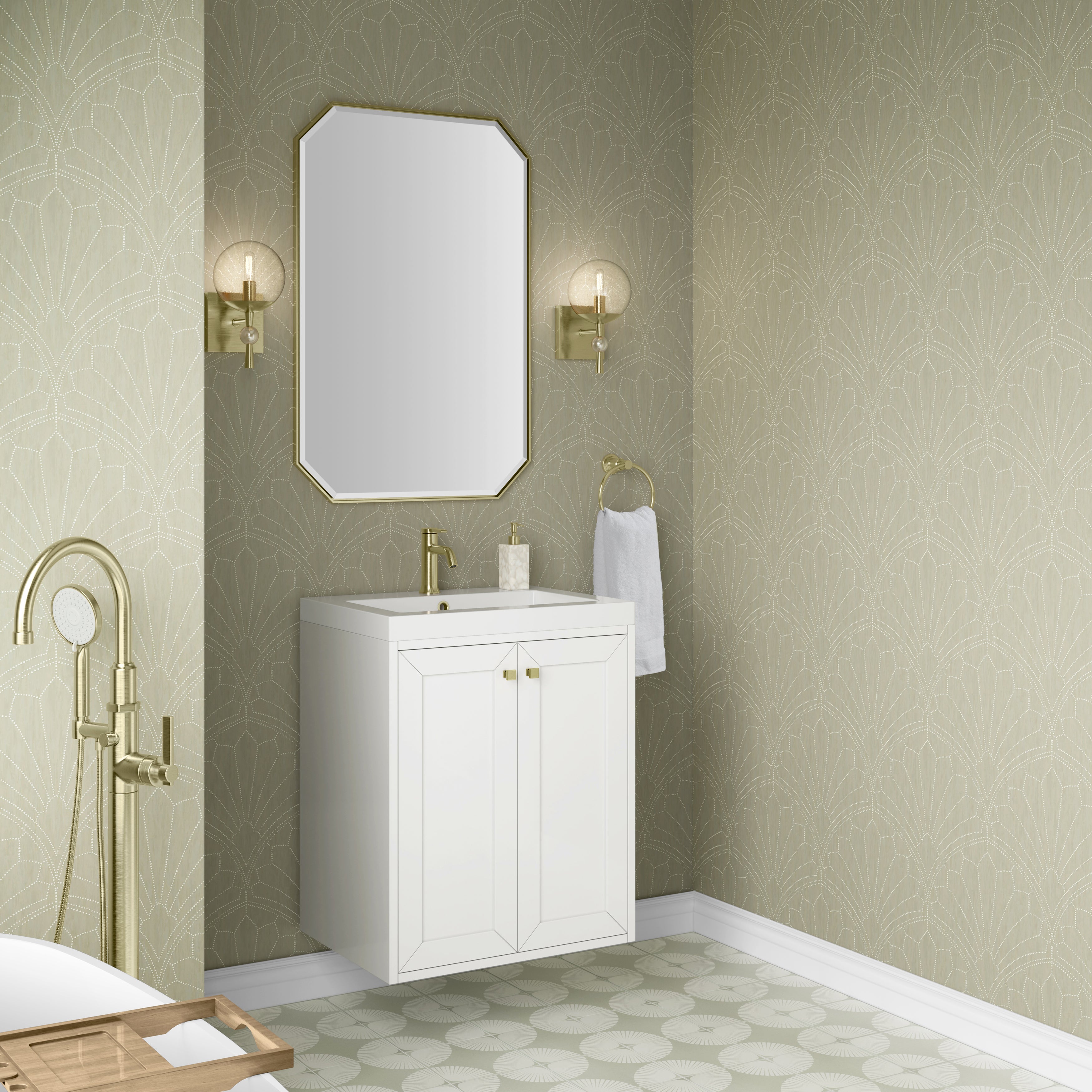 James Martin Chianti 24" Single Vanity in Glossy White with White Glossy Composite Stone Top