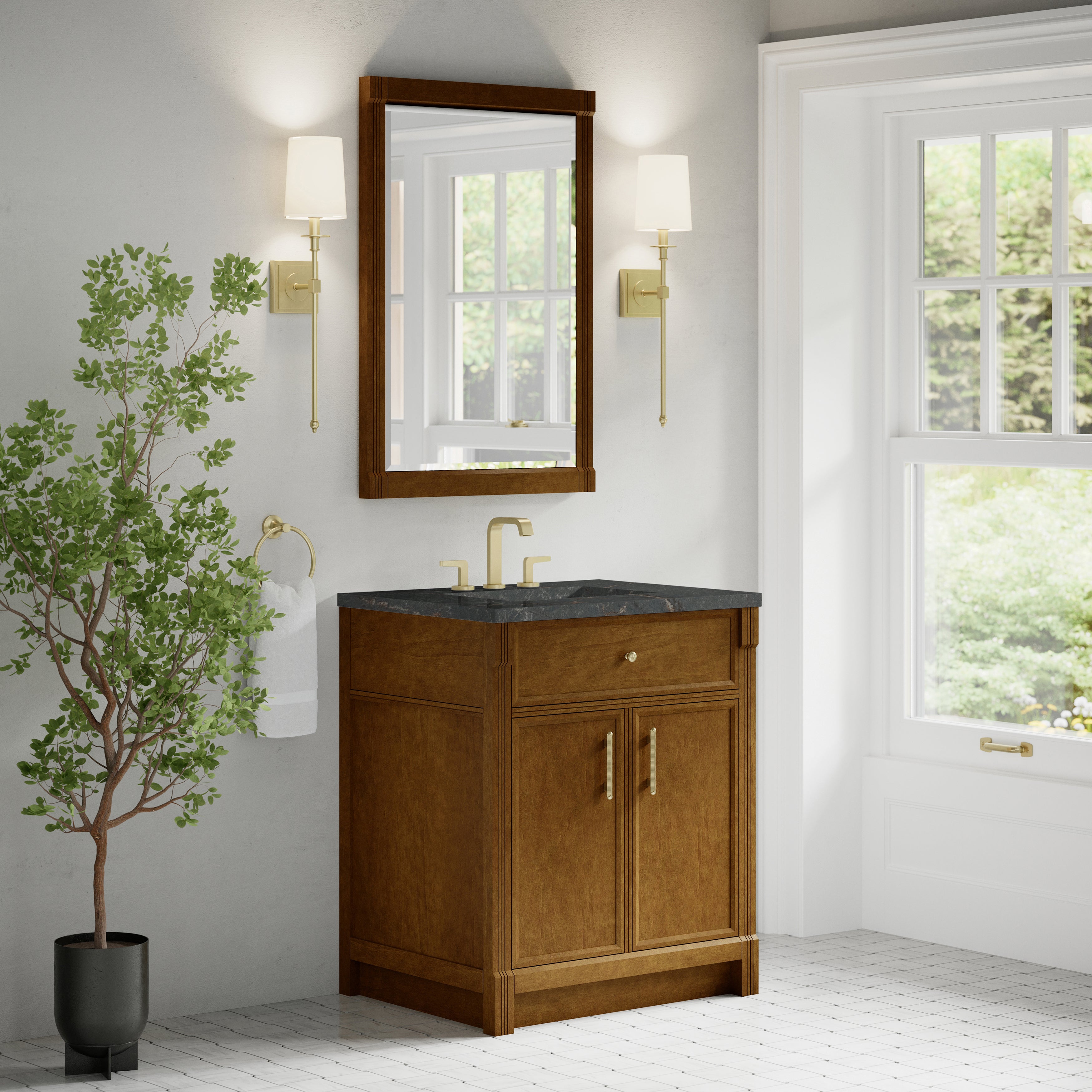 James Martin Bellshire 30" Single Vanity in Honey Oak with 3cm Countertop