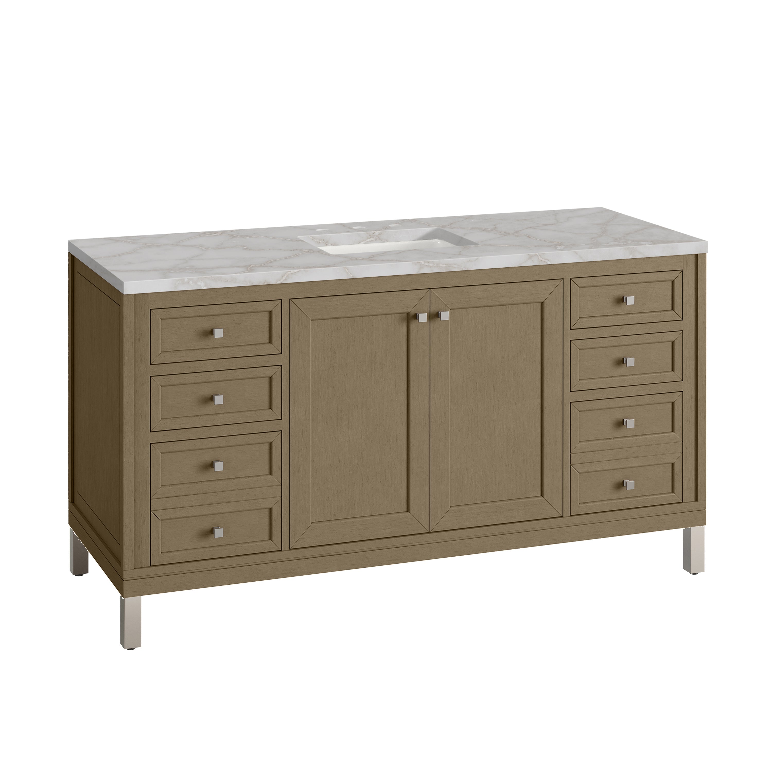 James Martin Chicago 60" Single Vanity in Walnut Whisper with 3cm Countertop