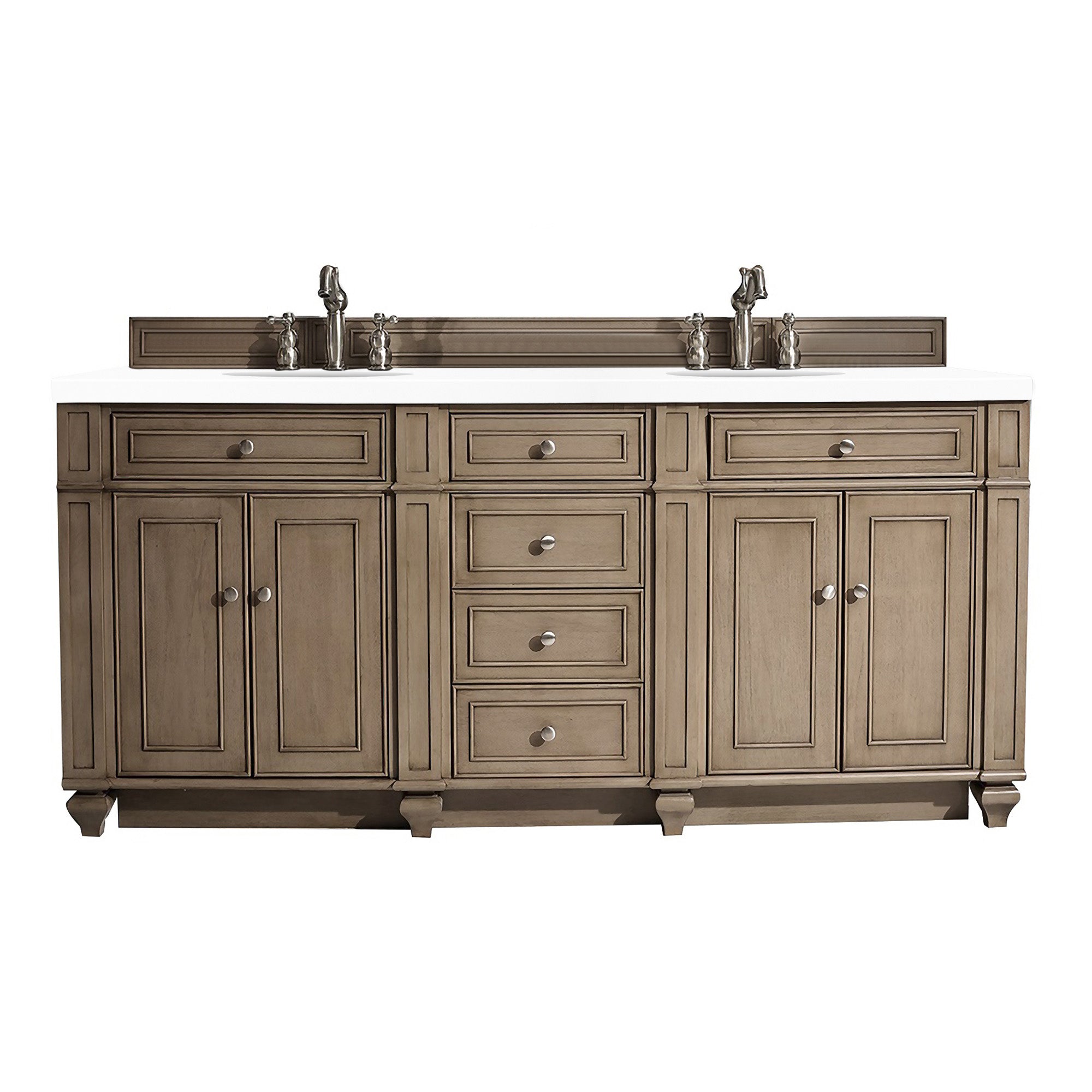 James Martin Bristol 72" Double Vanity in Whitewashed Walnut with 3cm Countertop
