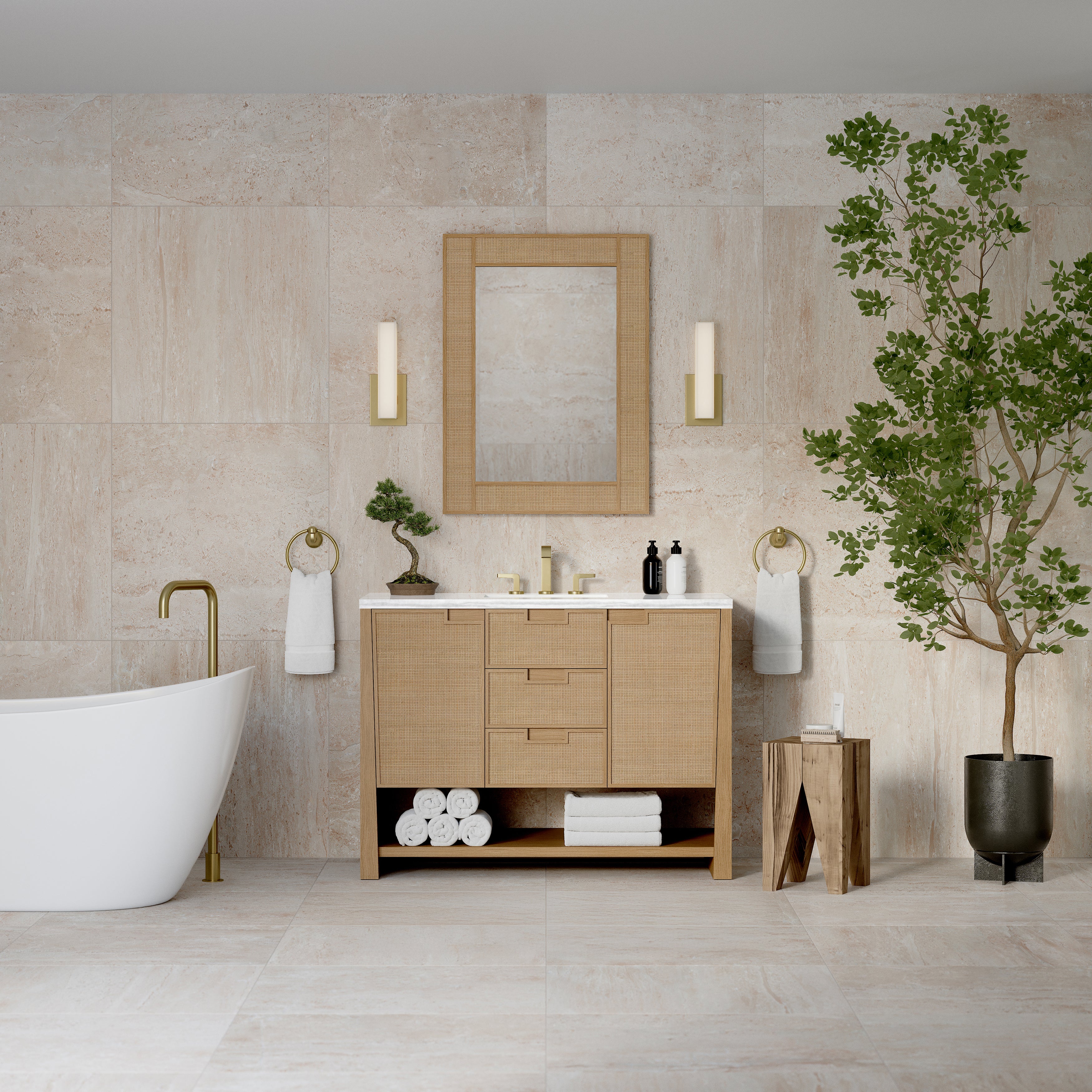 James Martin Solene 48" Single Vanity in Seaside Oak with 3cm Countertop