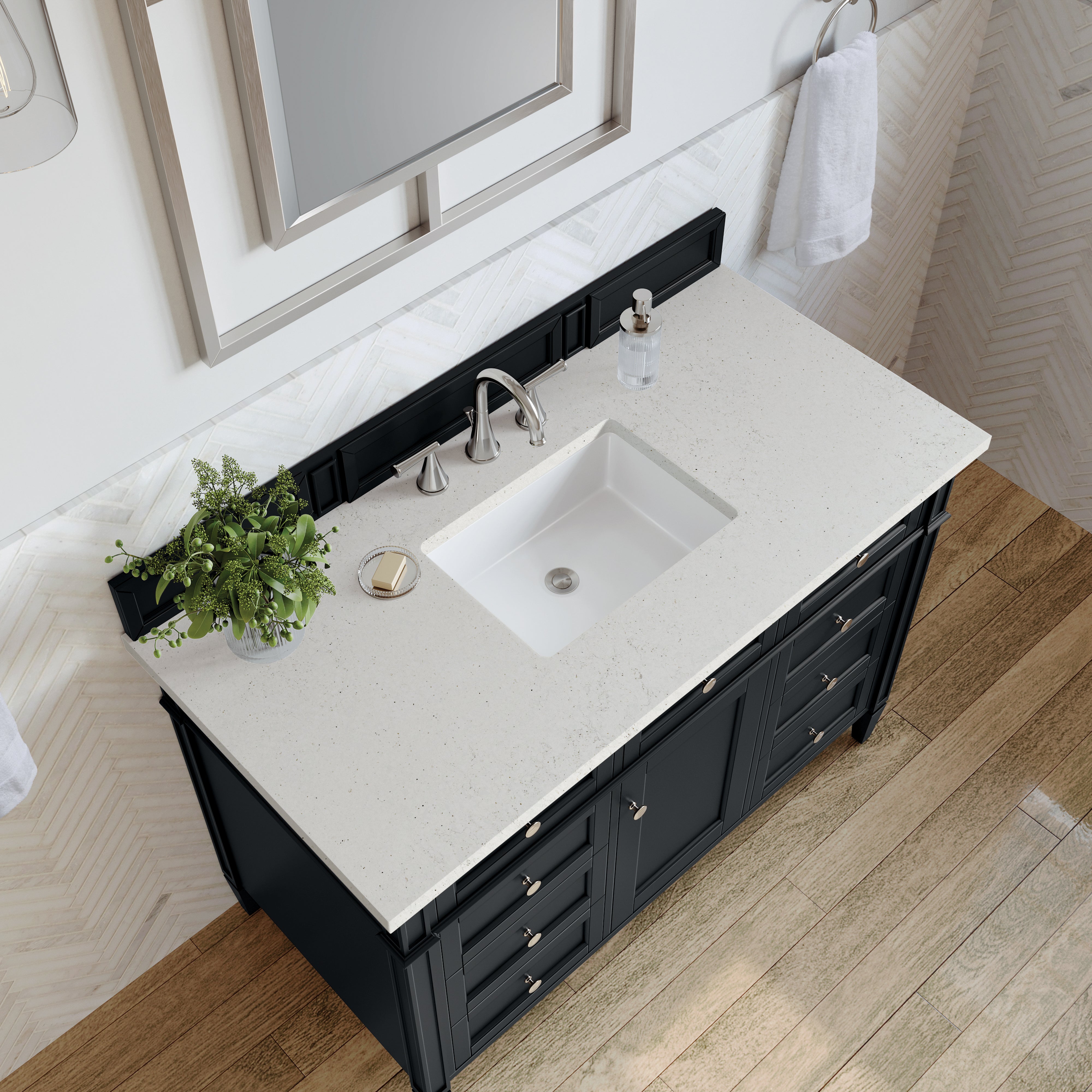 James Martin Brittany 48" Single Vanity in Black Onyx with 3cm Countertop