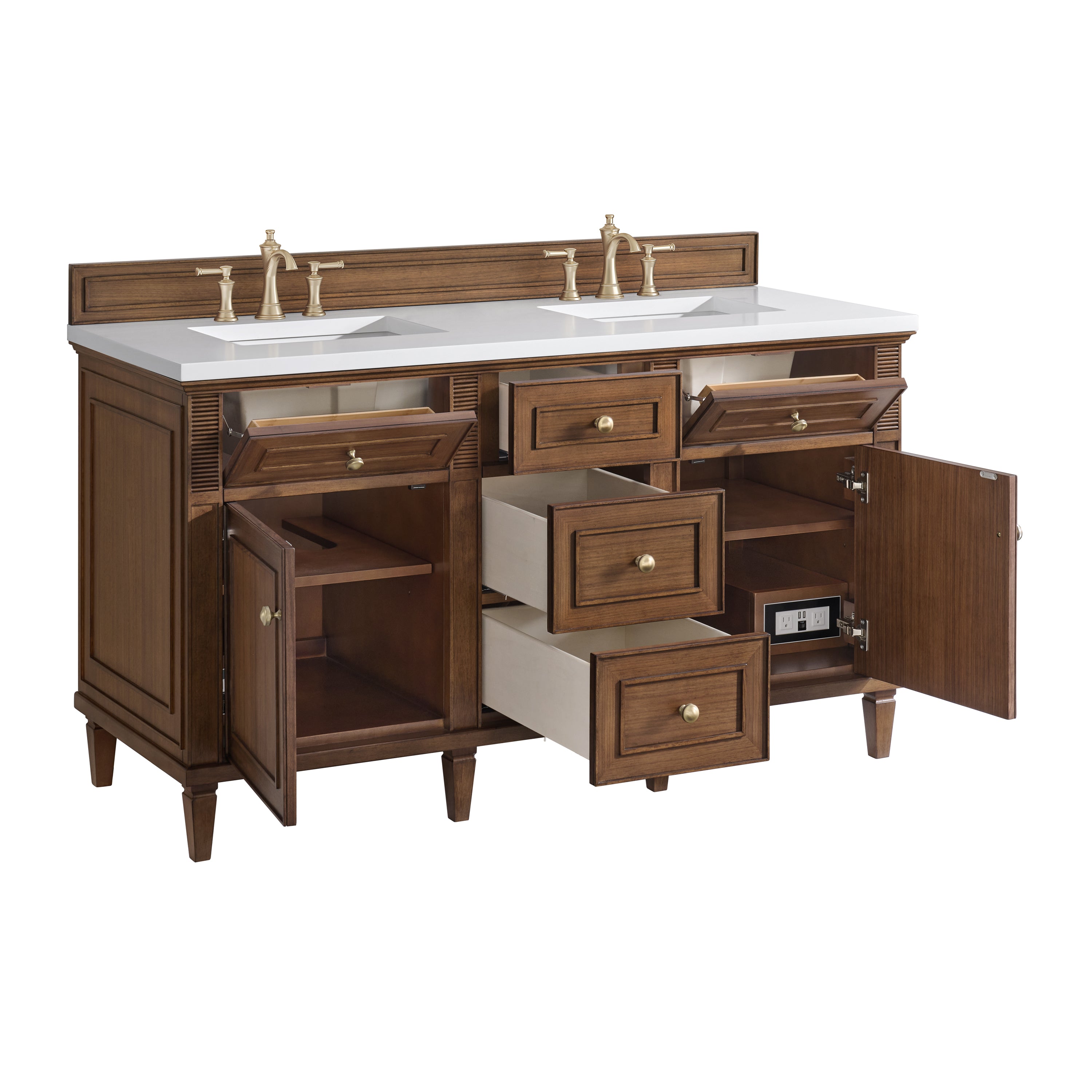 James Martin Lorelai 60" Double Vanity in Mid-Century Walnut with 3cm Countertop