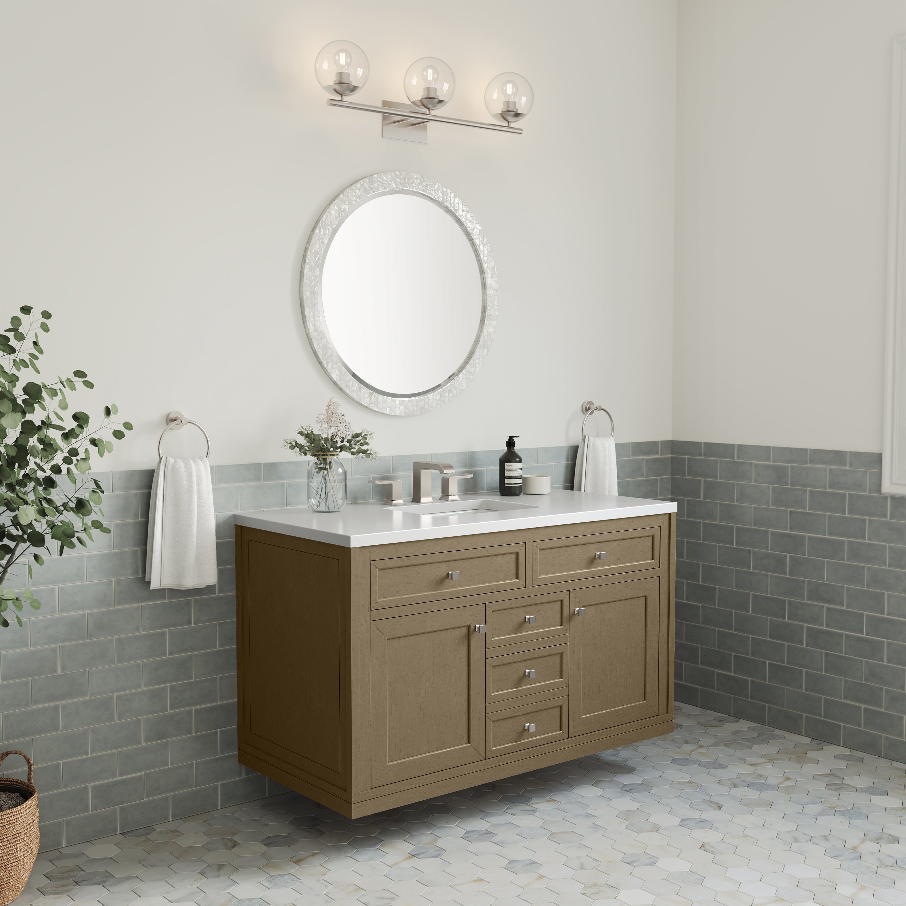James Martin Chicago 48" Single Vanity in Walnut Whisper with 3cm Countertop