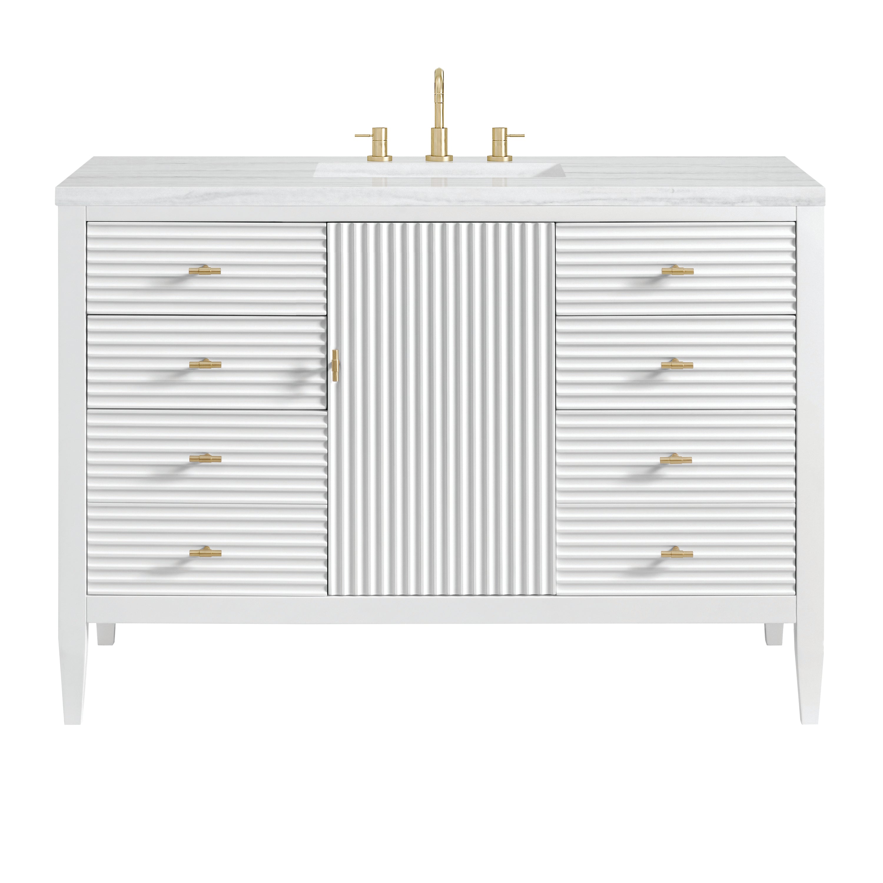 James Martin Myrrin 48" Single Vanity in Bright White with 3cm Countertop