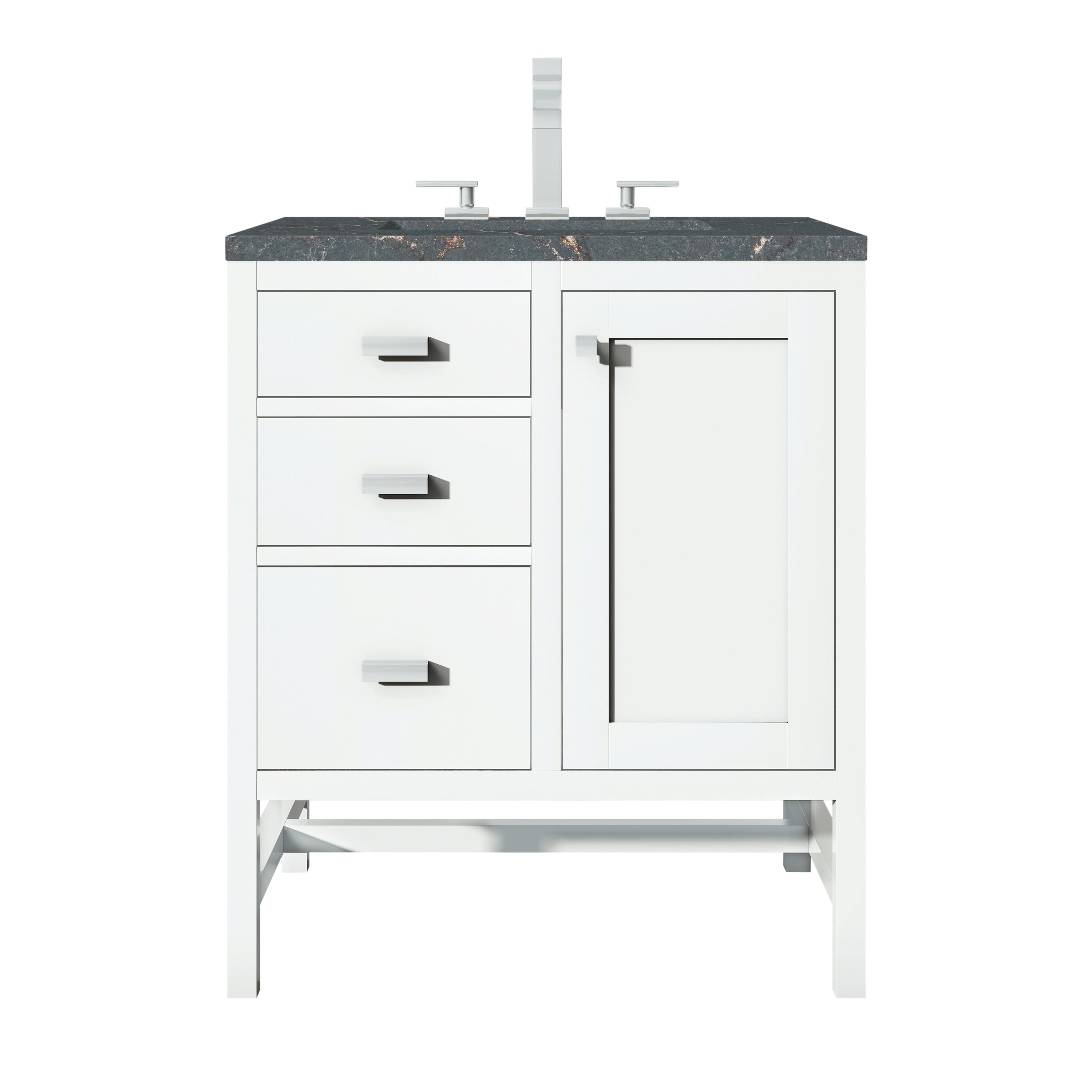 James Martin Addison 30" Single Vanity in Glossy White with 3cm Countertop