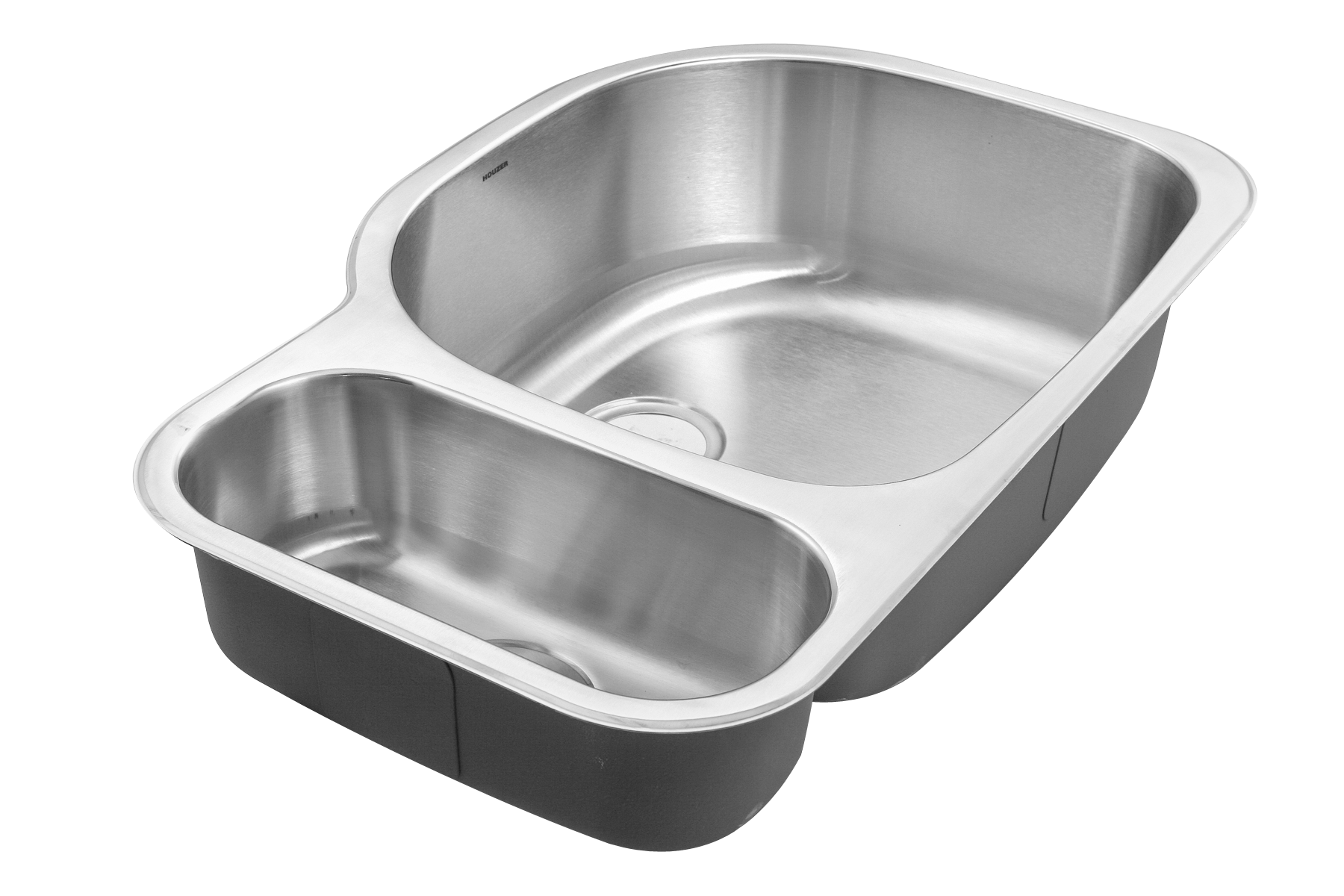 Houzer Medallion 32" Stainless Steel Undermount 20/80 Double Small Left Bowl Kitchen Sink with Strainer
