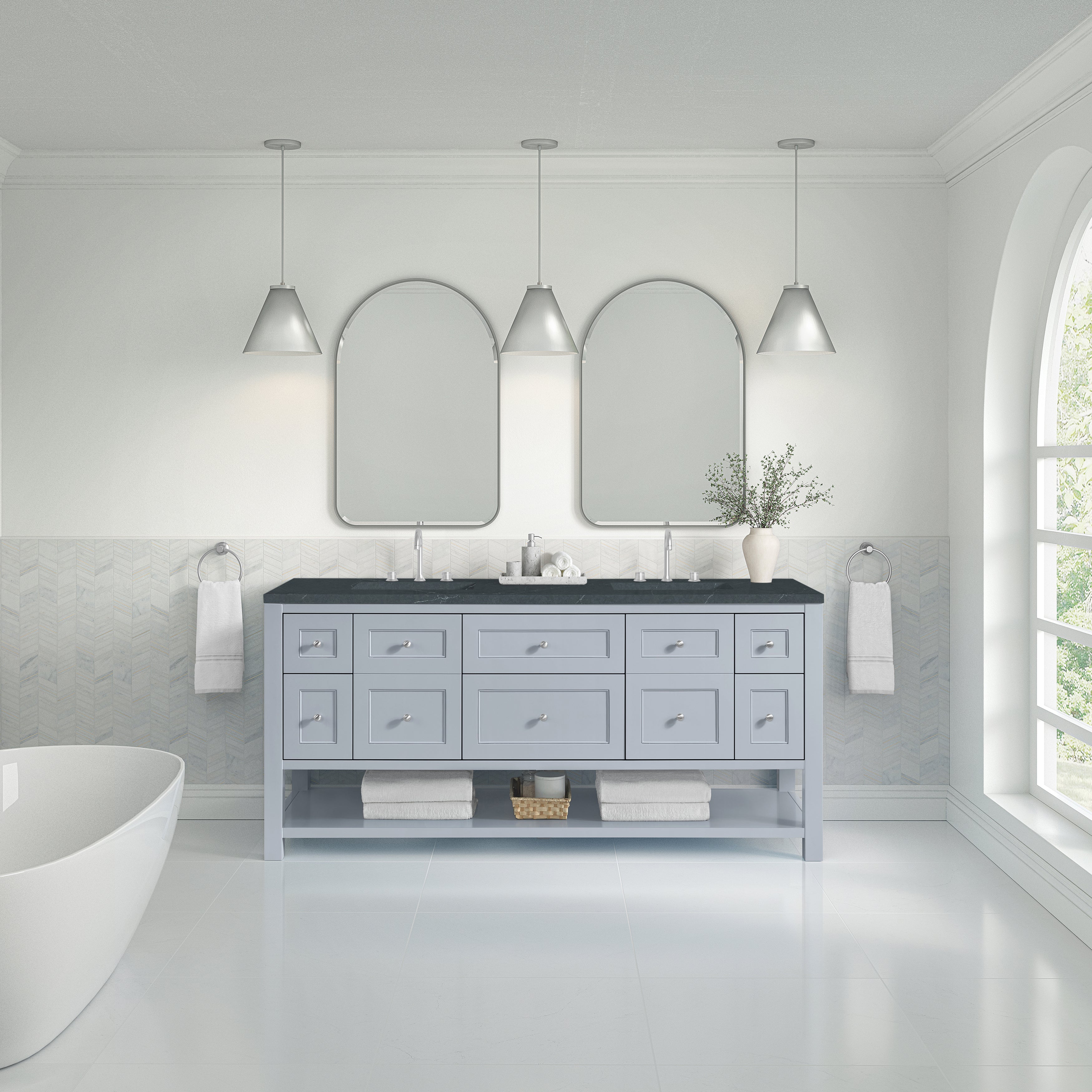 James Martin Breckenridge 72" Double Vanity in Serenity Blue with 3cm Countertop
