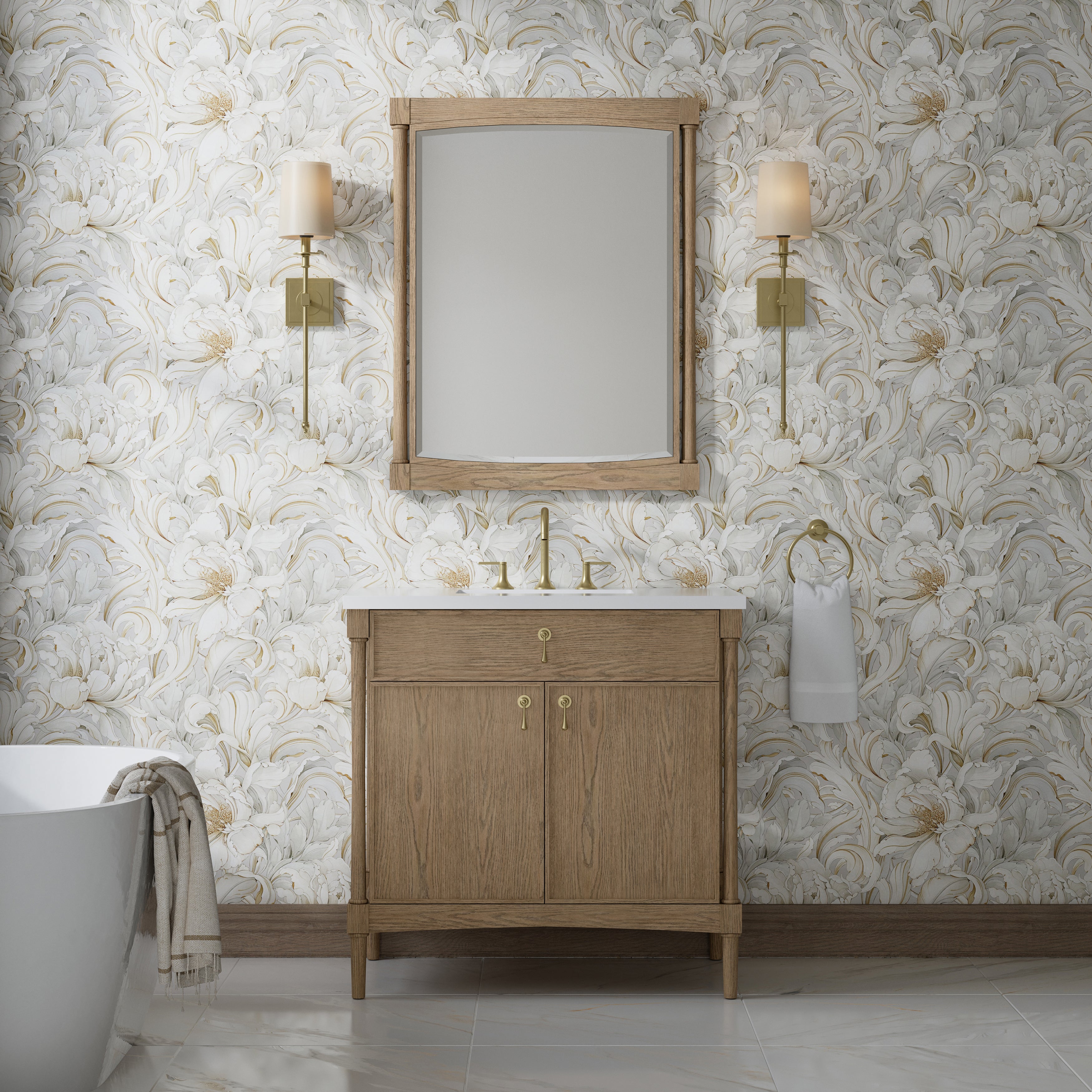 James Martin Kinnsden 36" Single Vanity in Weathered Oak with 3cm Countertop