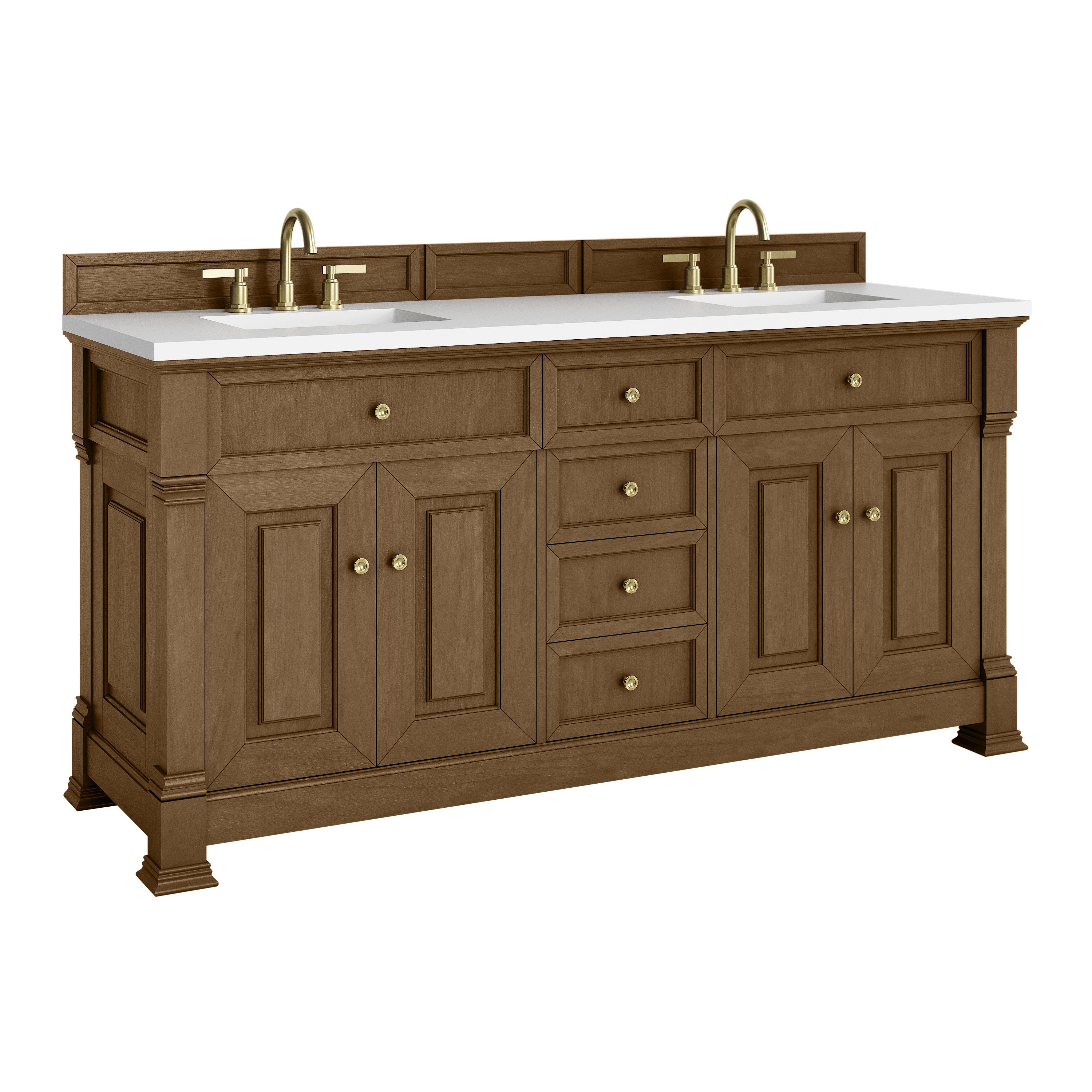 James Martin Brookfield 72" Double Vanity in Honey Oak with 3cm Countertop
