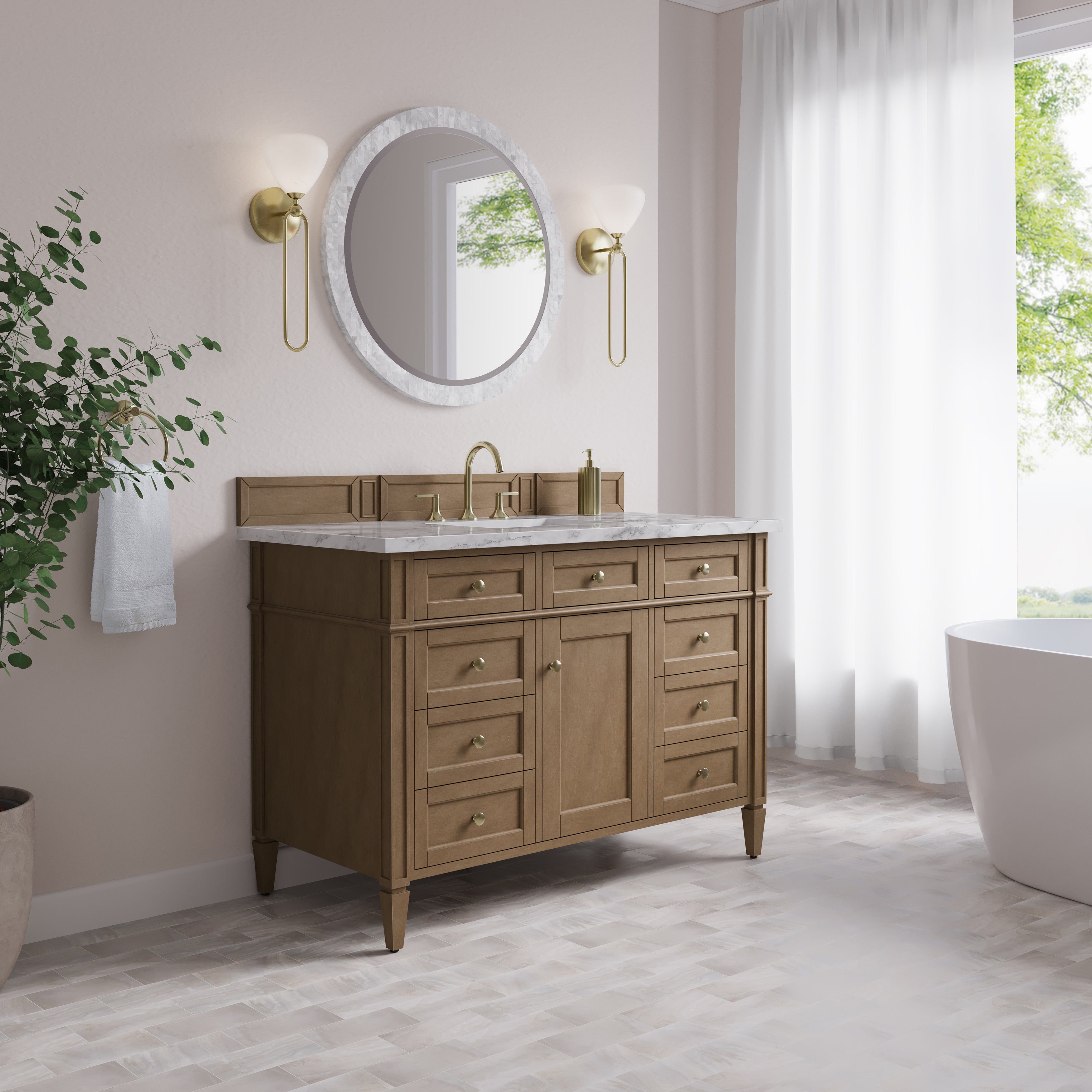 James Martin Brittany 48" Single Vanity in Pecan with 3cm Countertop
