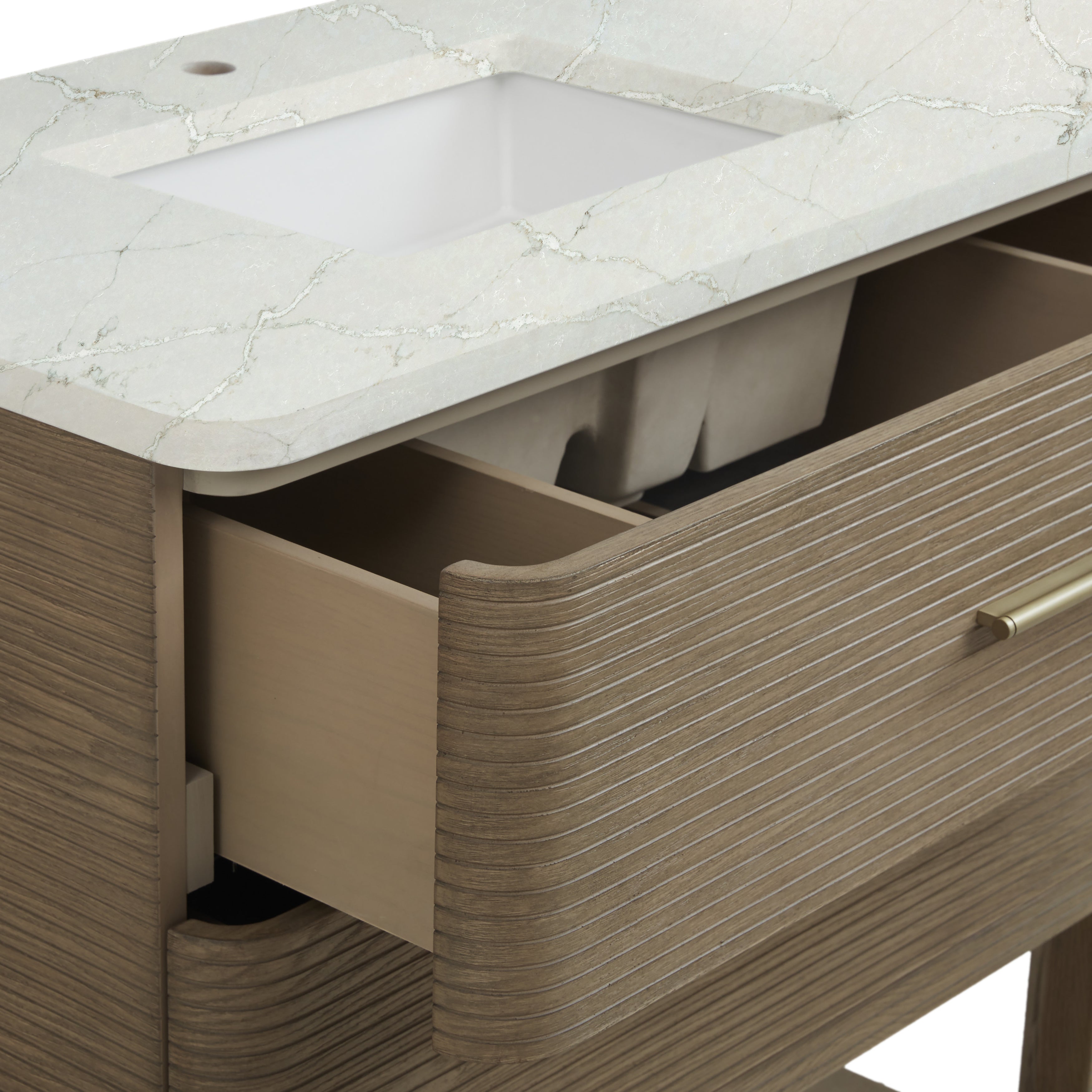 James Martin Lucian 72" Double Vanity in Pebble Oak with 3cm Countertop