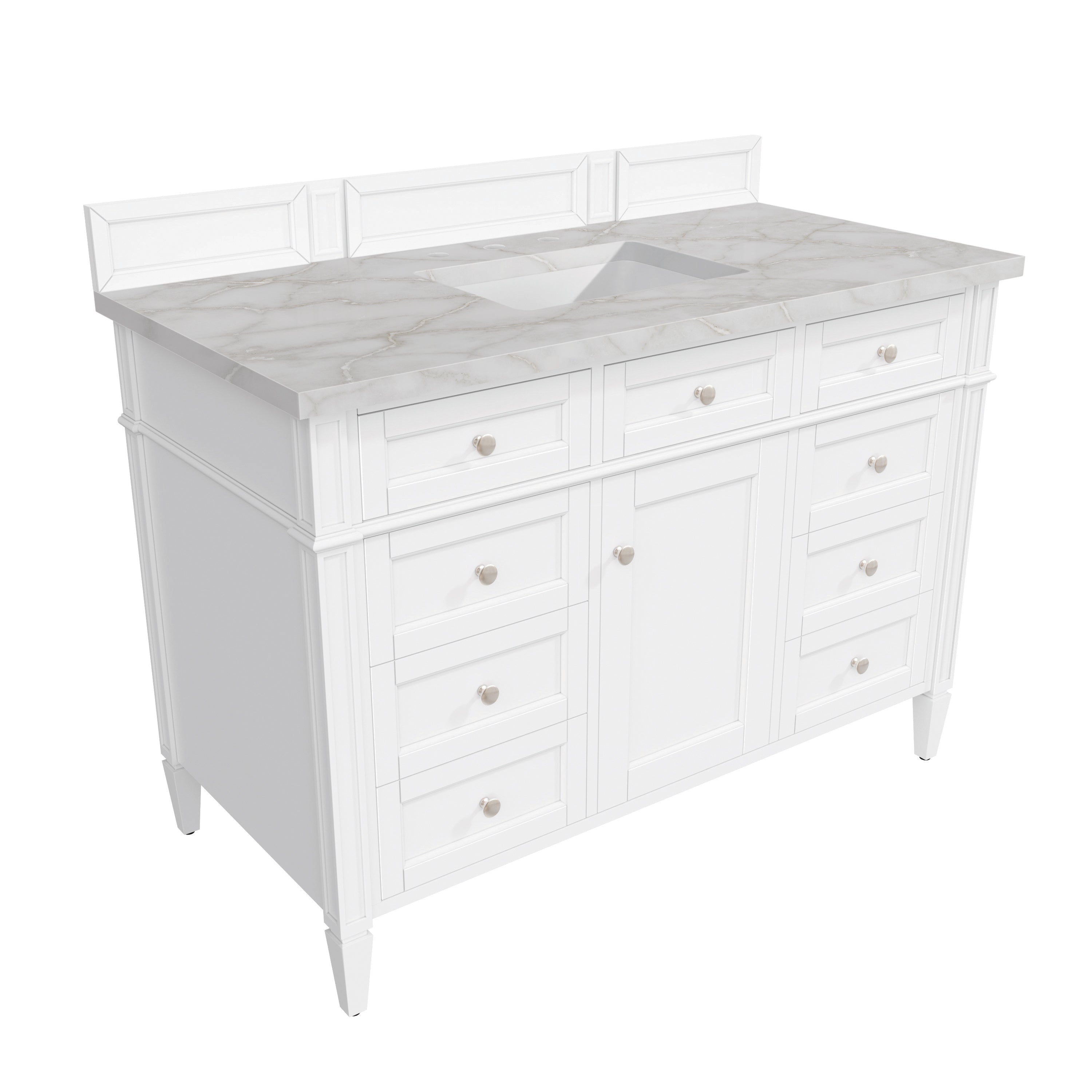 James Martin Brittany 48" Single Vanity in Bright White with 3cm Countertop